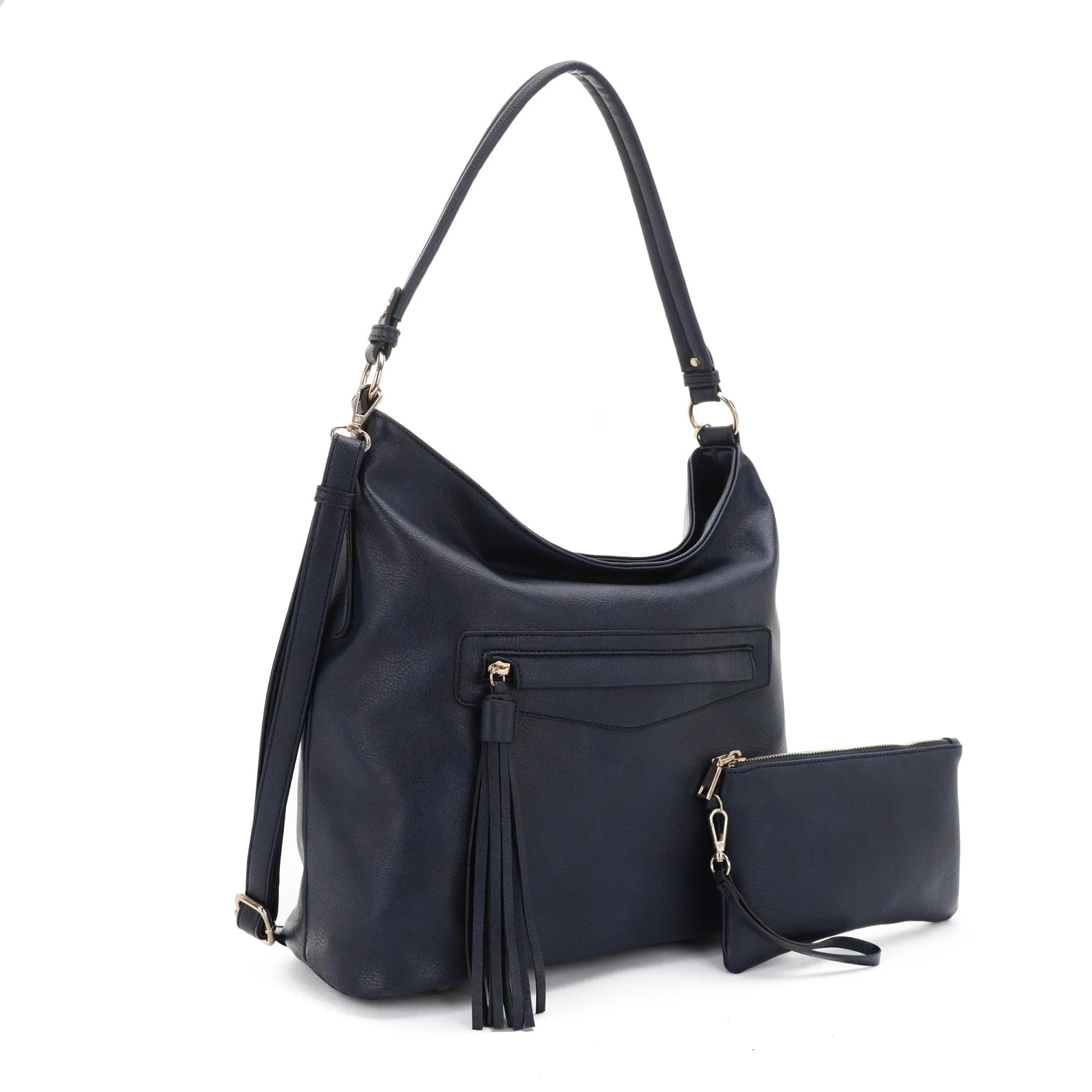 FC20495 Eliza Front Tassel Pocket 2 in 1 Hobo Shoulder Bag Set