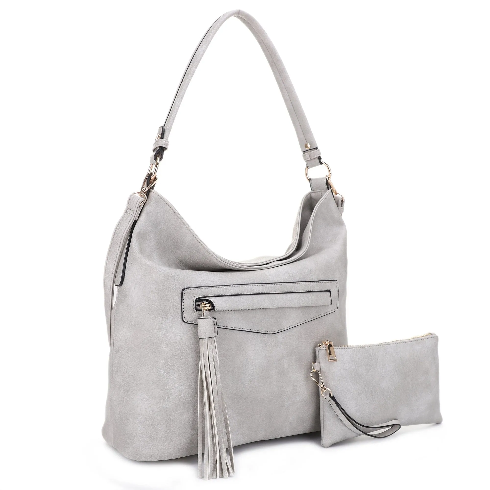 FC20495 Eliza Front Tassel Pocket 2 in 1 Hobo Shoulder Bag Set