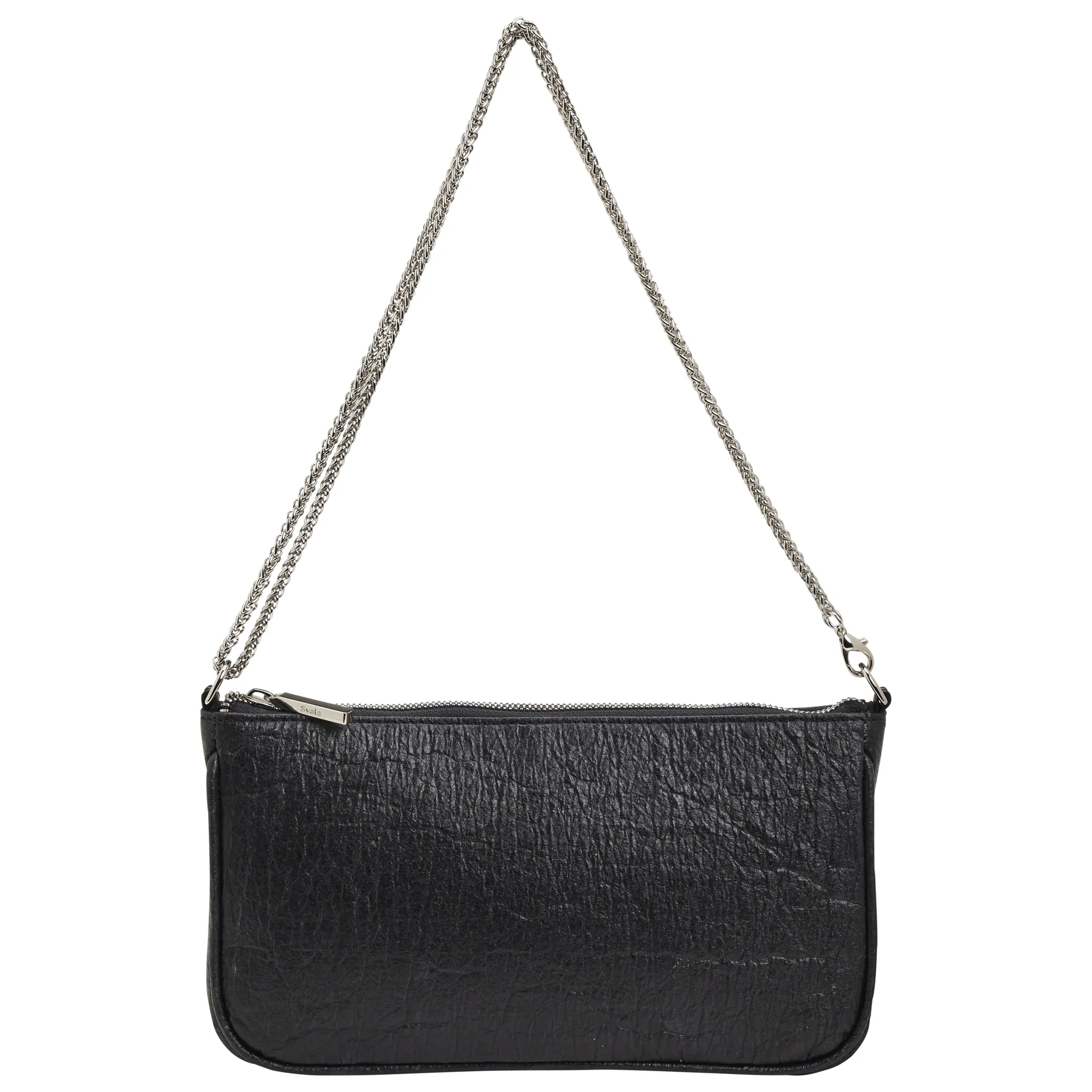 Gaia Piñatex® Vegan Shoulder Bag | Metallic Black