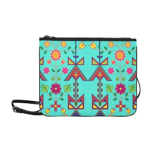 Geometric Floral Spring-Sky Slim Clutch Bag