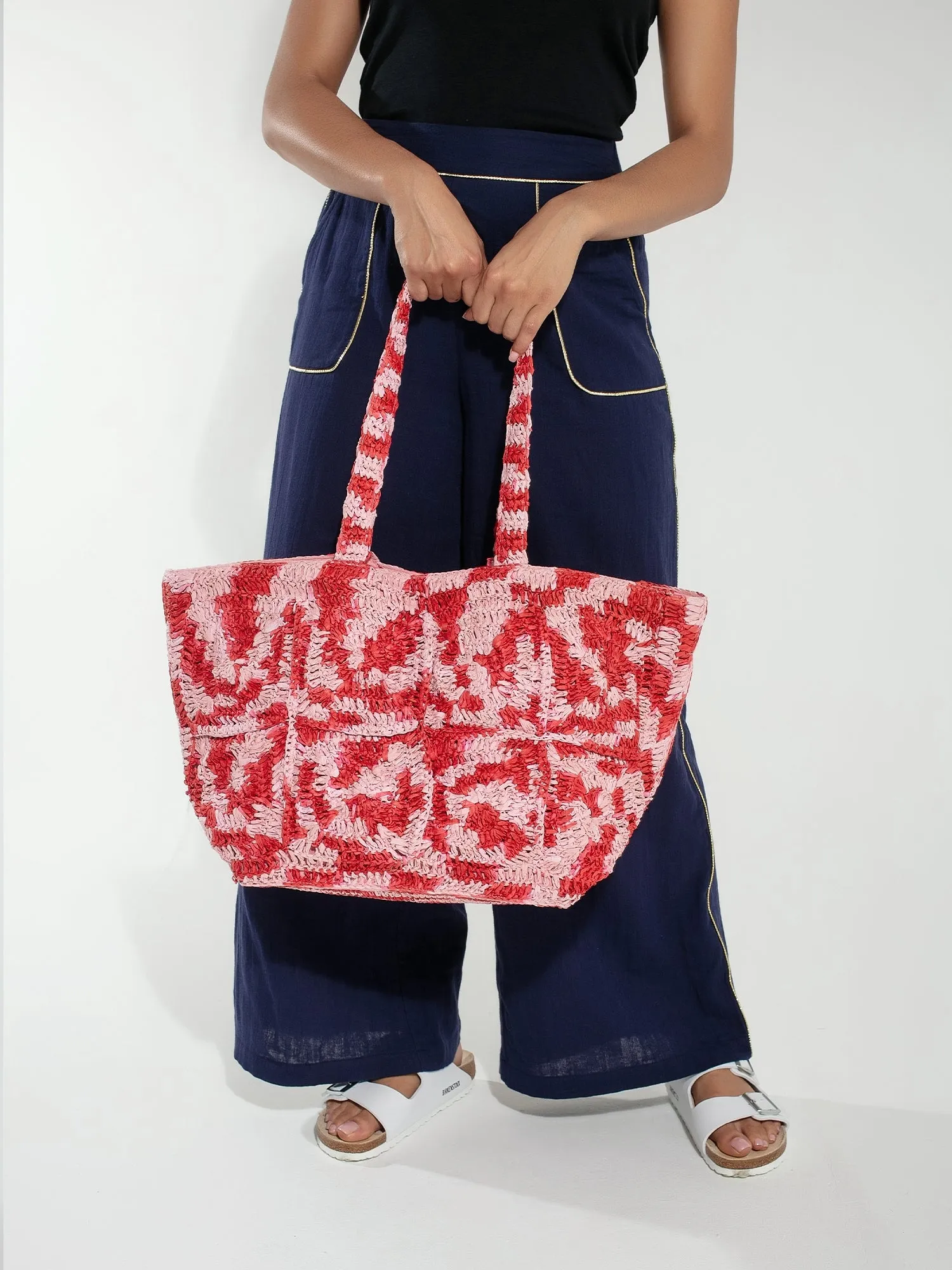 Glasto Crochet Tote in Pink