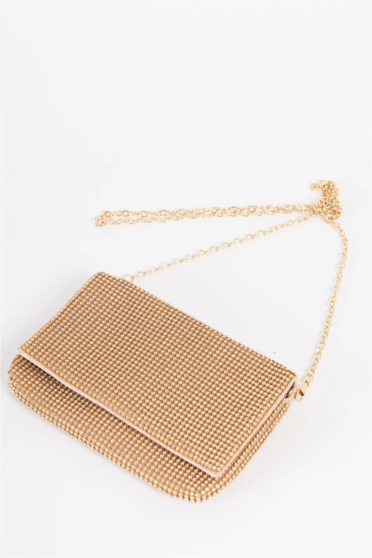 Gold Rectangle Rhinestone Chain Crossbody Strap Clutch Bag /3 Bags