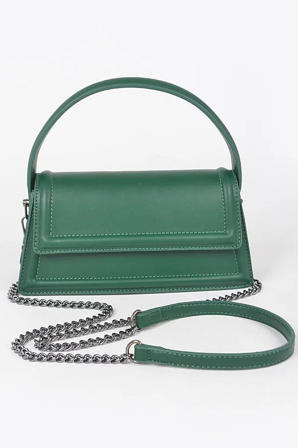 Green Vegan Leather Purse with Chain