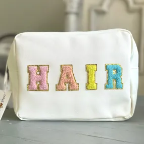 HAIR Patch Letter Oversized Makeup Bag