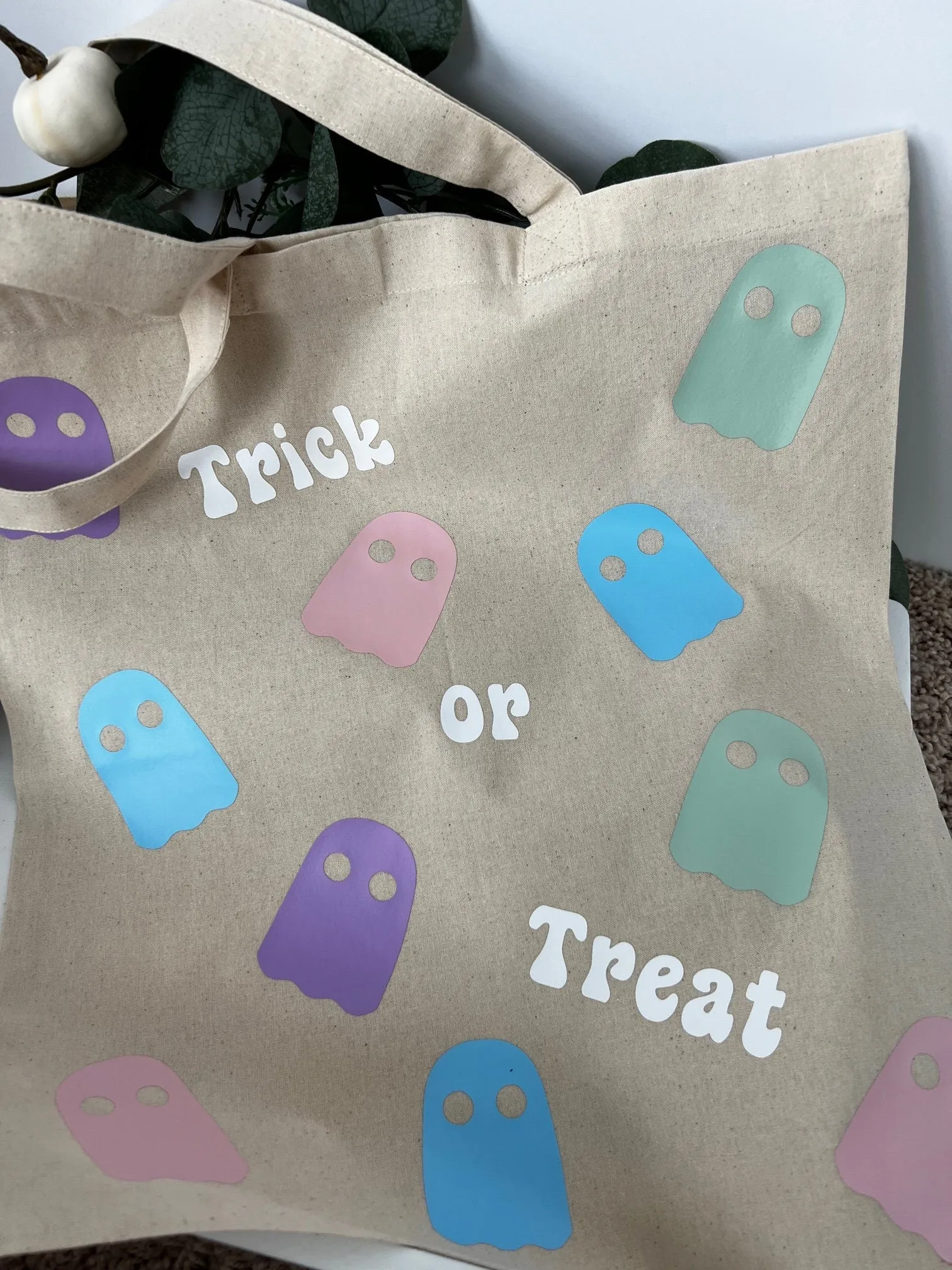 Halloween Ghost Trick or Treat Reusable Tote Bag