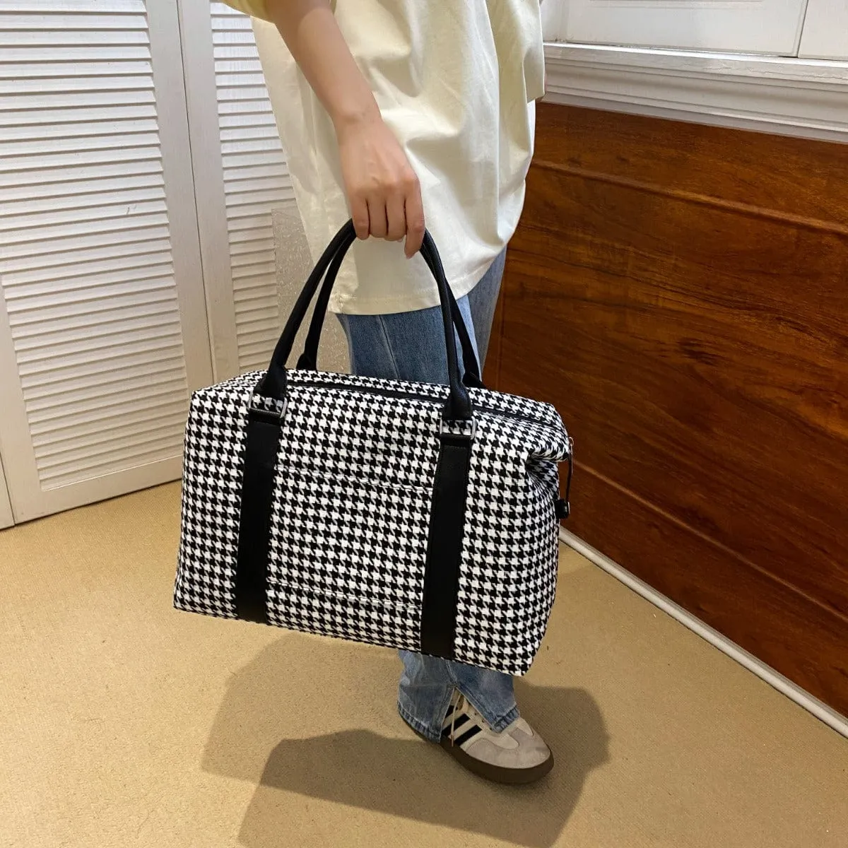 Houndstooth Canvas Travel Bag