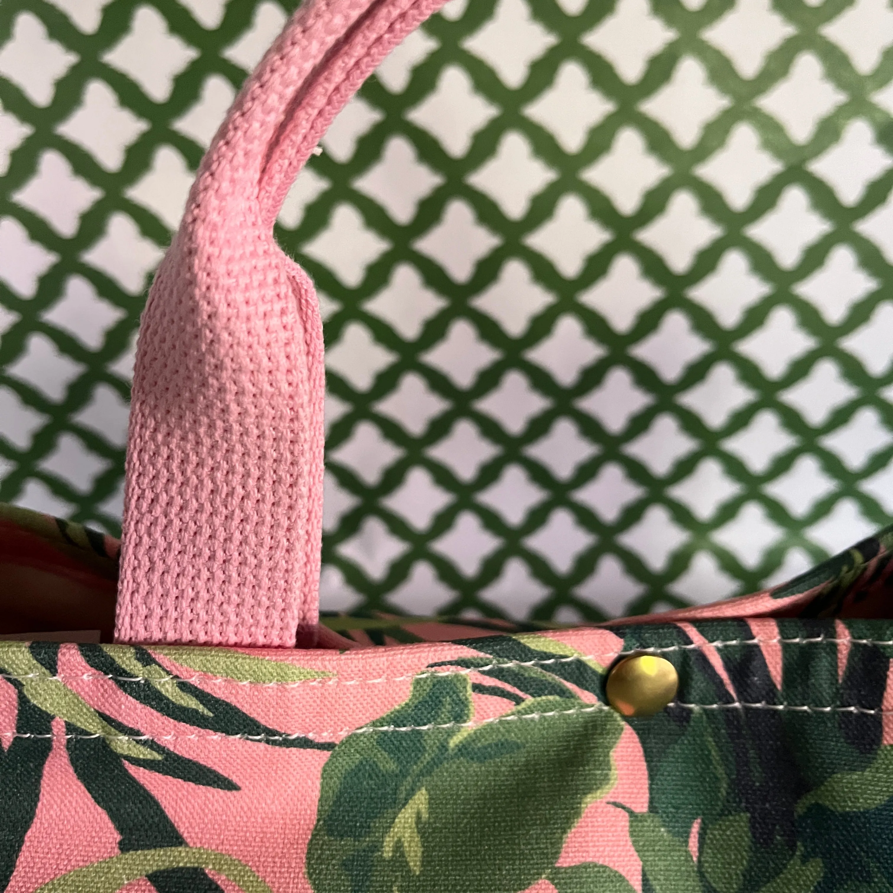 Jungle Road Bahama Pink Small Canvas Snap Mini Tote