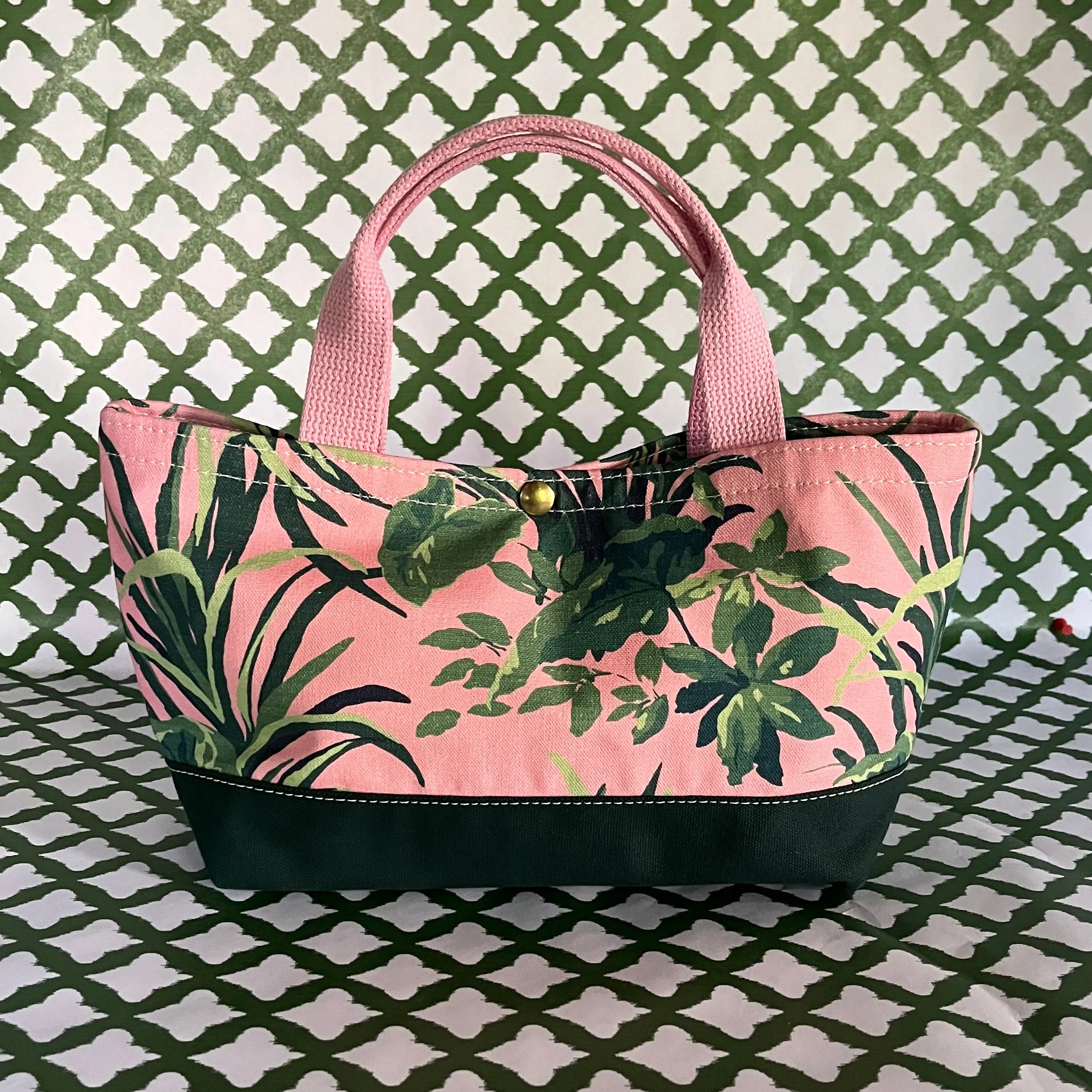 Jungle Road Bahama Pink Small Canvas Snap Mini Tote