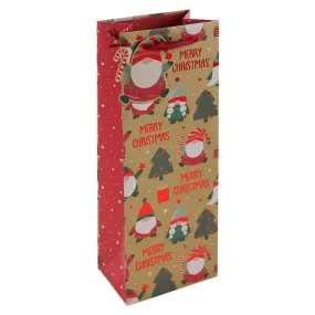 Kraft Merry Christmas Gonk Bottle Gift Bag