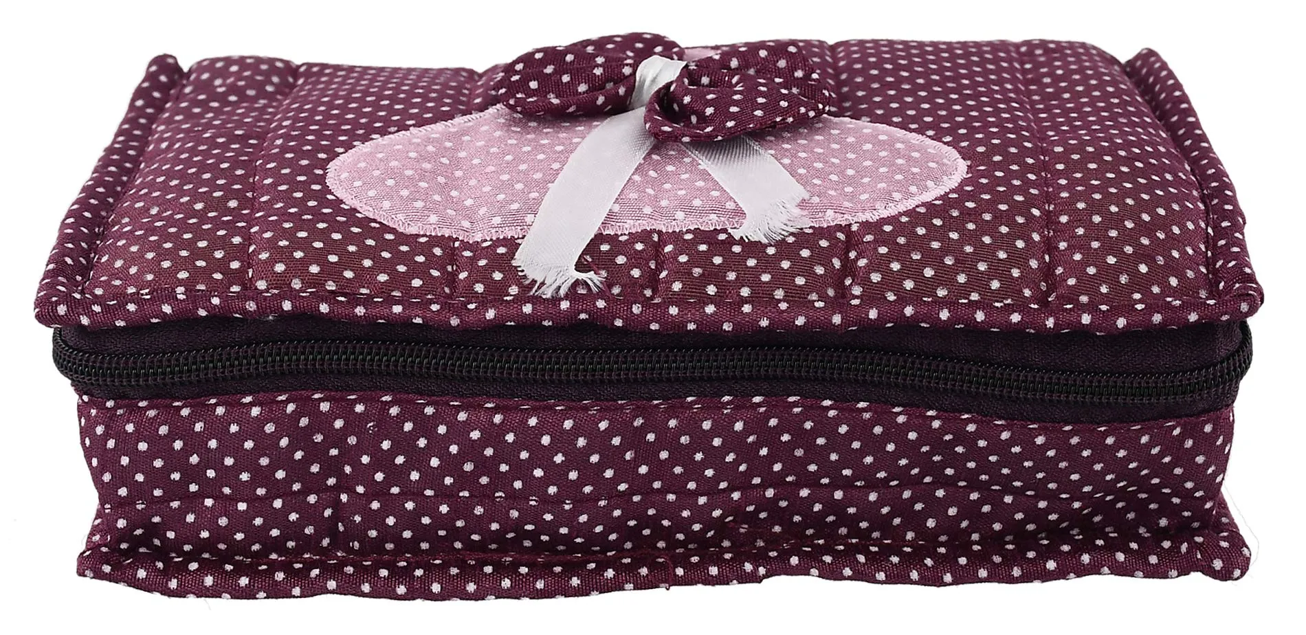 Kuber Industries Heart Home Cotton Multipurpose 7 Pocket Dot Printed Jewellery Storage Bag Pouch/Travel Kit Organizer (Purple)-KUBMART15427