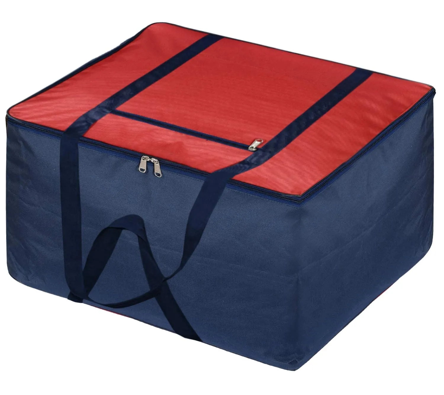 Kuber Industries Moisture Proof Wardrobe Organizer Storage Bag For Clothes With Zipper Closure and Handle- Pack of 2 (Red & Blue)-HS43KUBMART26659