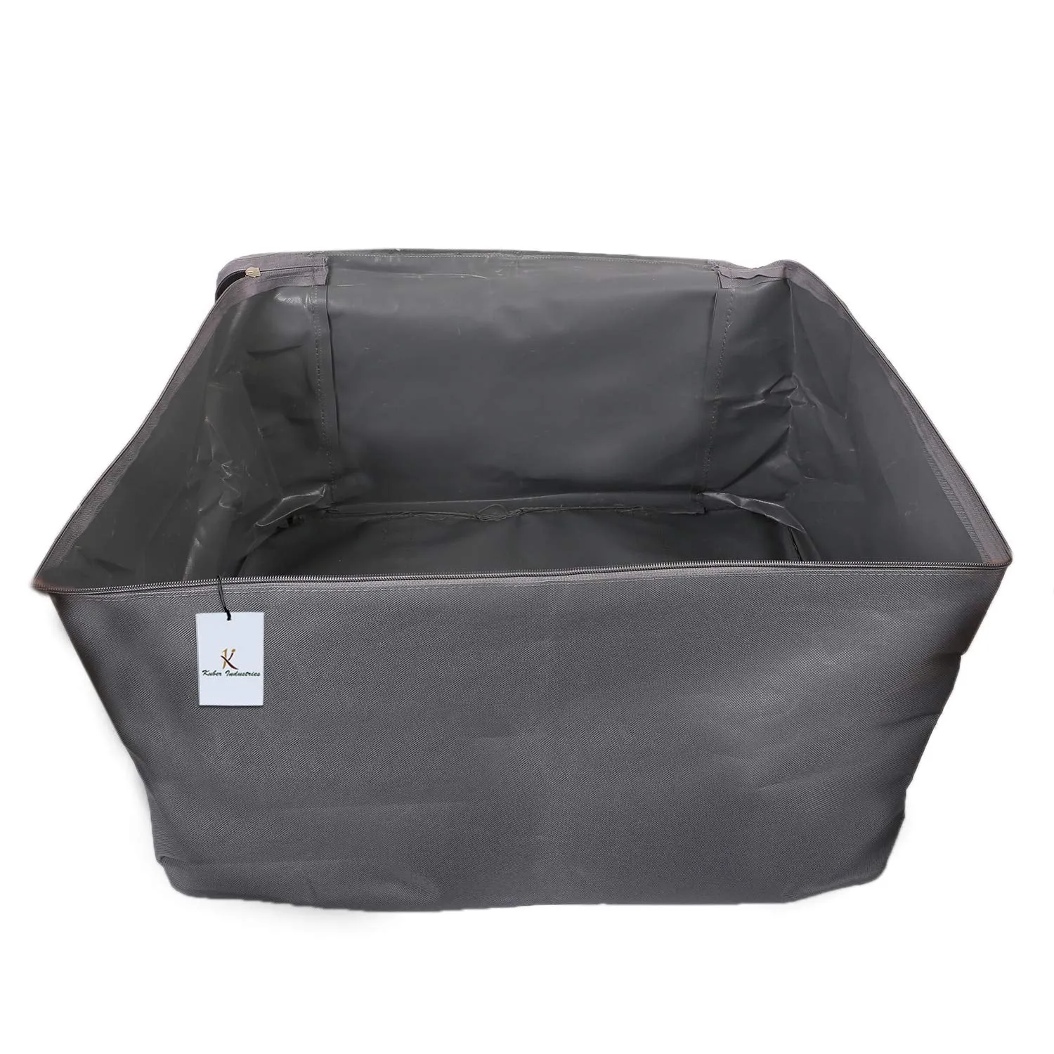 Kuber Industries Rexine Rectangular Jumbo Underbed| Moisture Proof Storage Bag|Zipper Closure and Handle (Grey, CTKTC6596)