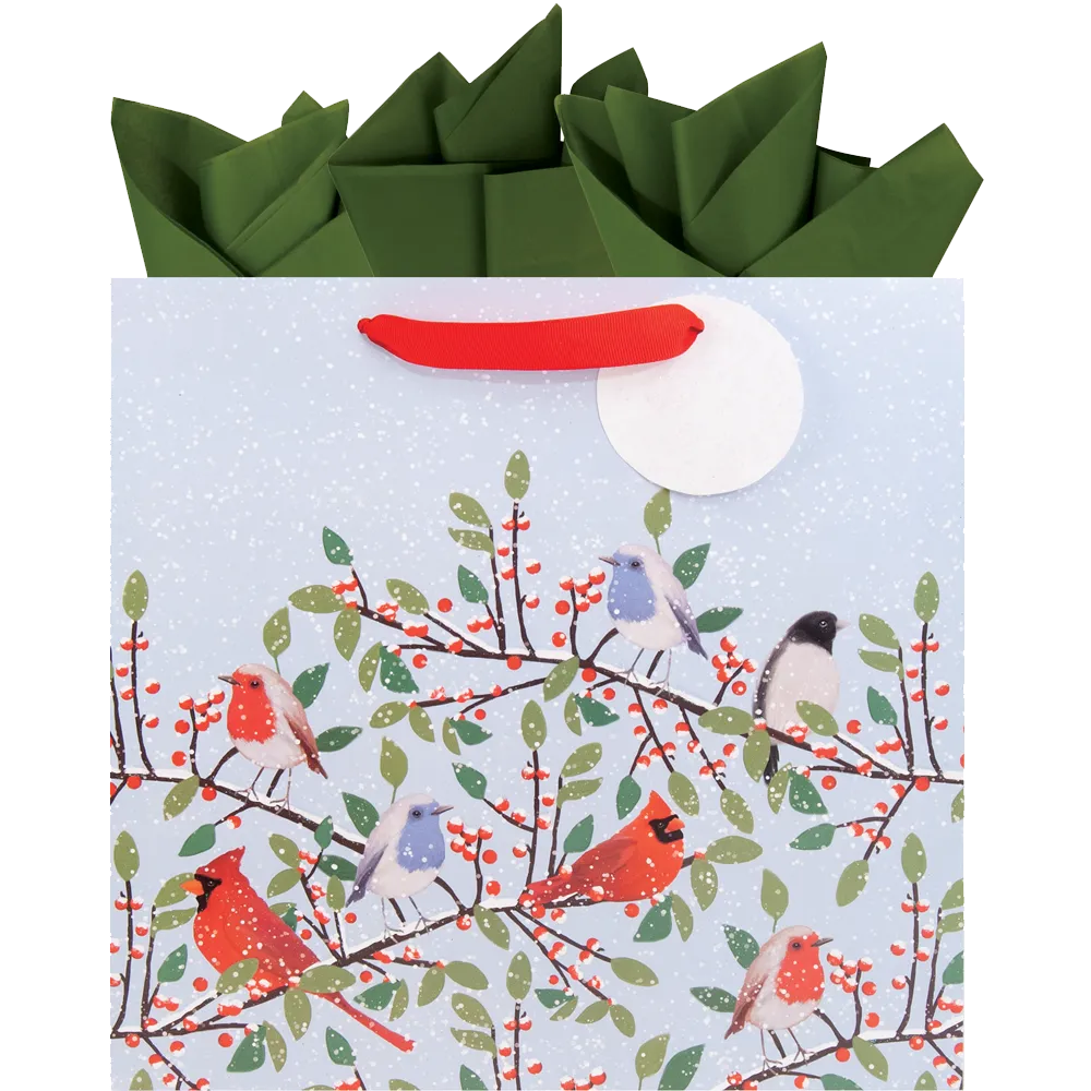 Large Cardinals and Songbirds Christmas Gift Bag