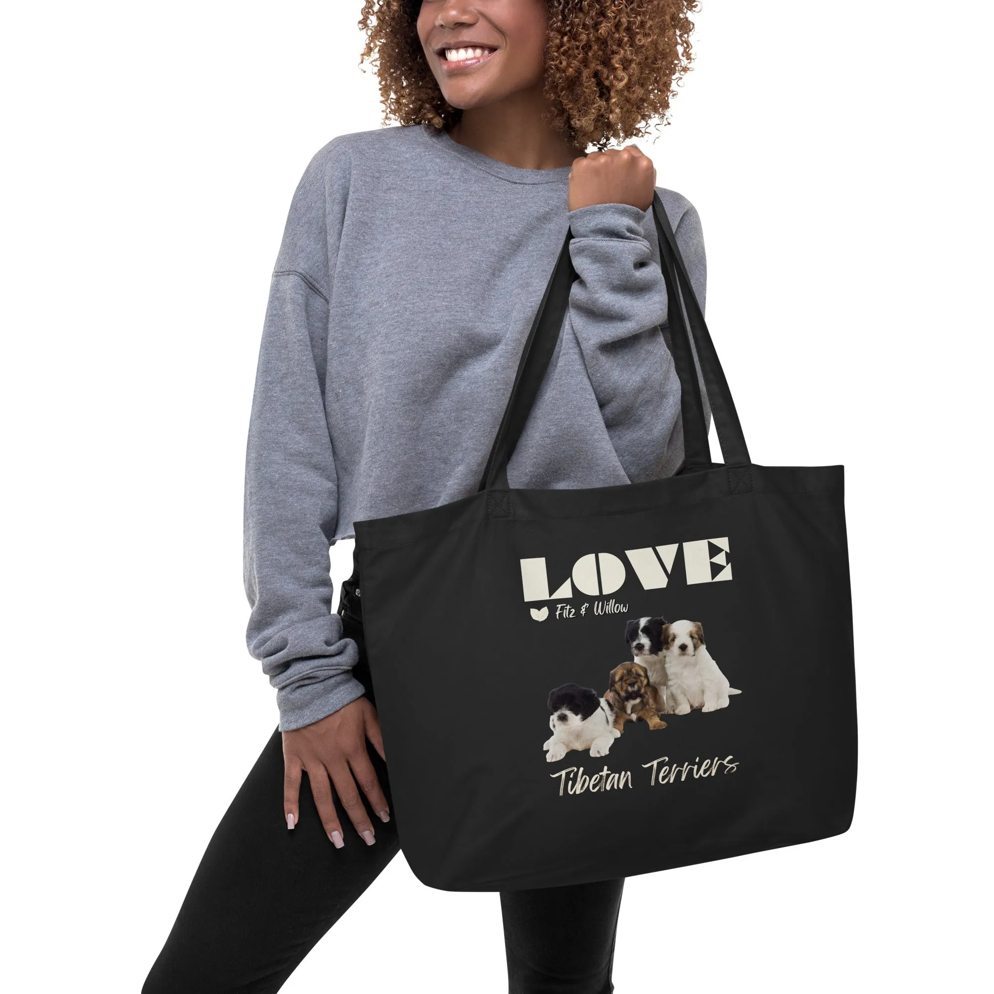 Large organic tote bag, Tibetan Terriers