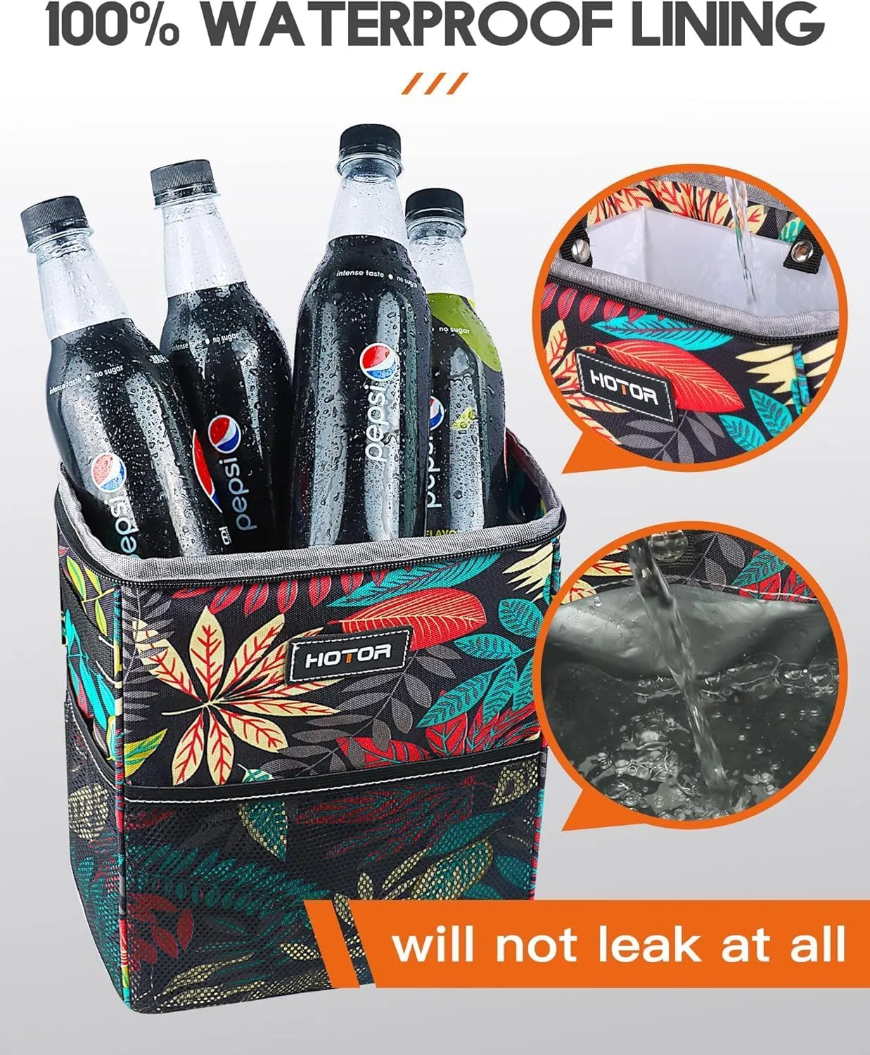 Leak-Proof Car Trash Bag with Lid & Storage Pockets - Waterproof Organizer