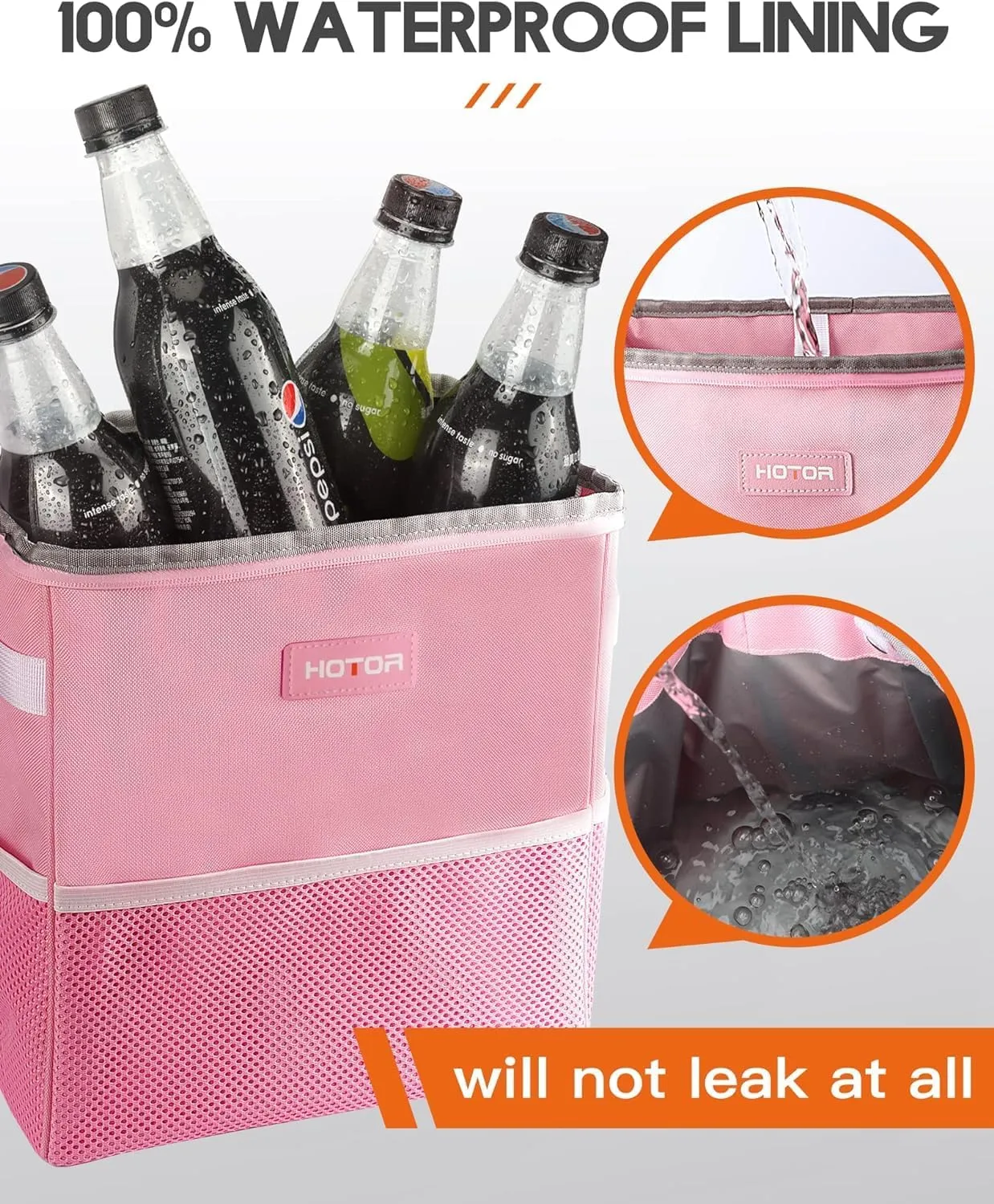 Leak-Proof Car Trash Bag with Lid & Storage Pockets - Waterproof Organizer