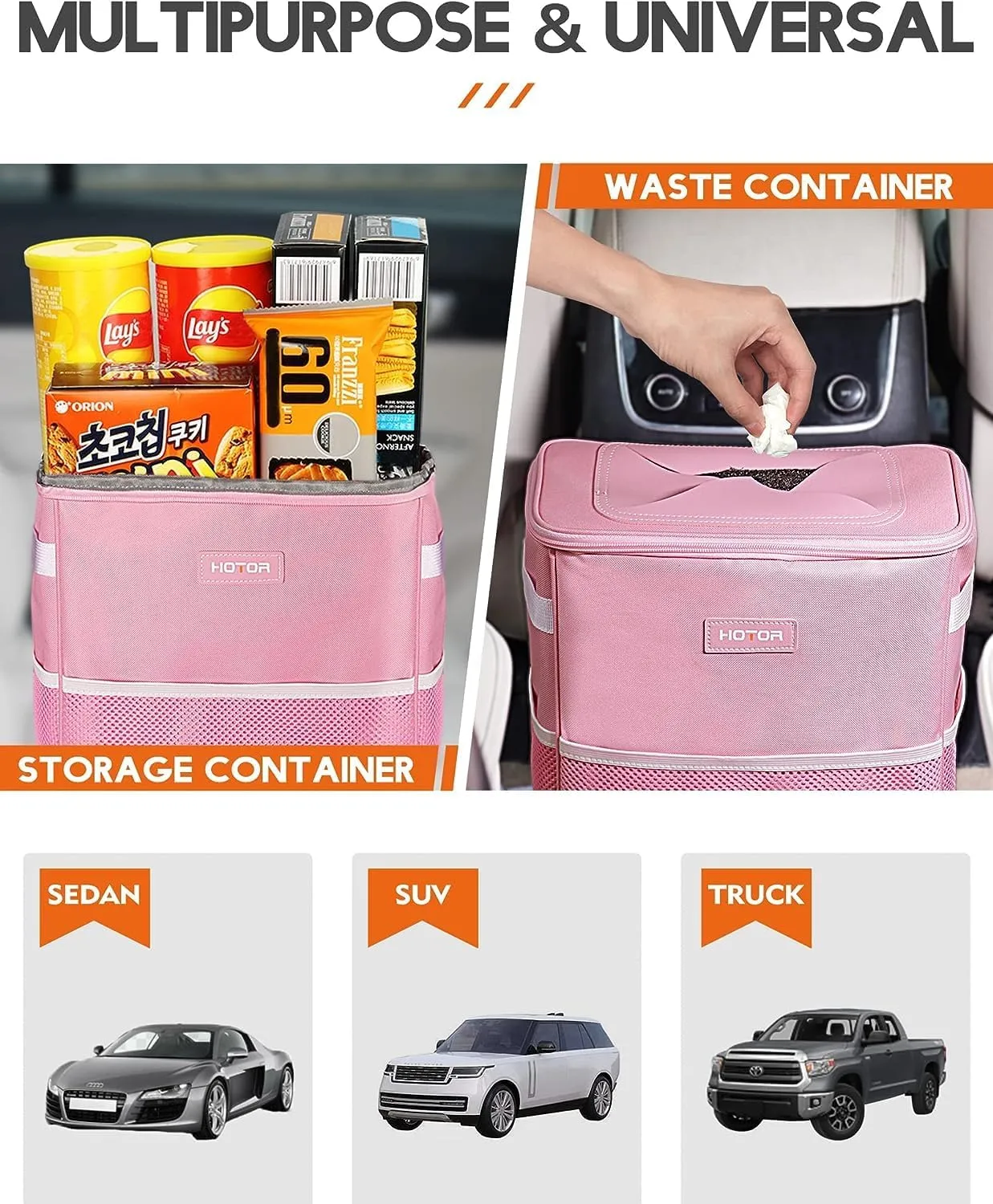 Leak-Proof Car Trash Bag with Lid & Storage Pockets - Waterproof Organizer