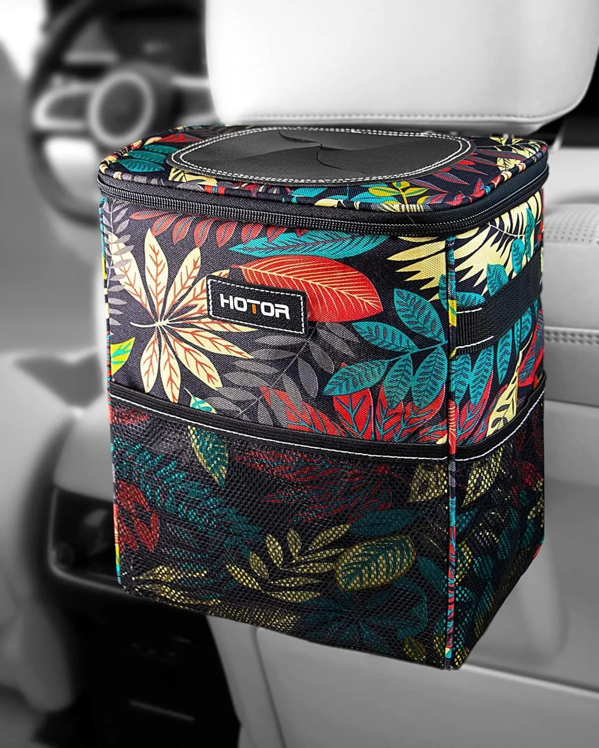 Leak-Proof Car Trash Bag with Lid & Storage Pockets - Waterproof Organizer