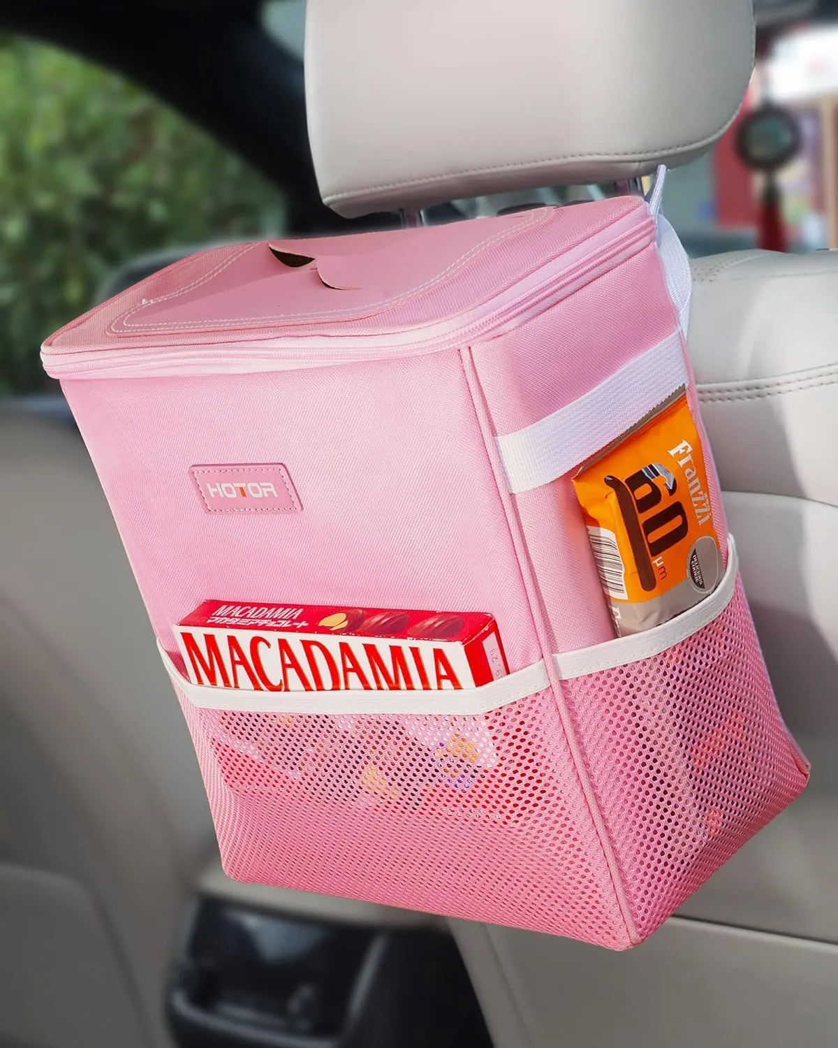 Leak-Proof Car Trash Bag with Lid & Storage Pockets - Waterproof Organizer