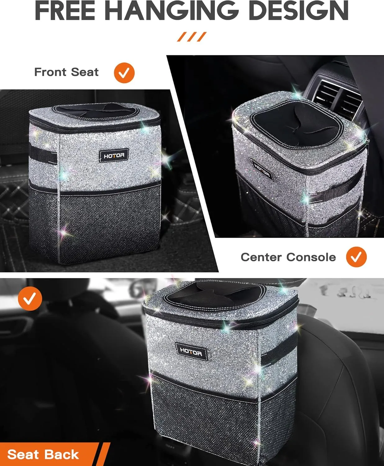 Leak-Proof Car Trash Bag with Lid & Storage Pockets - Waterproof Organizer