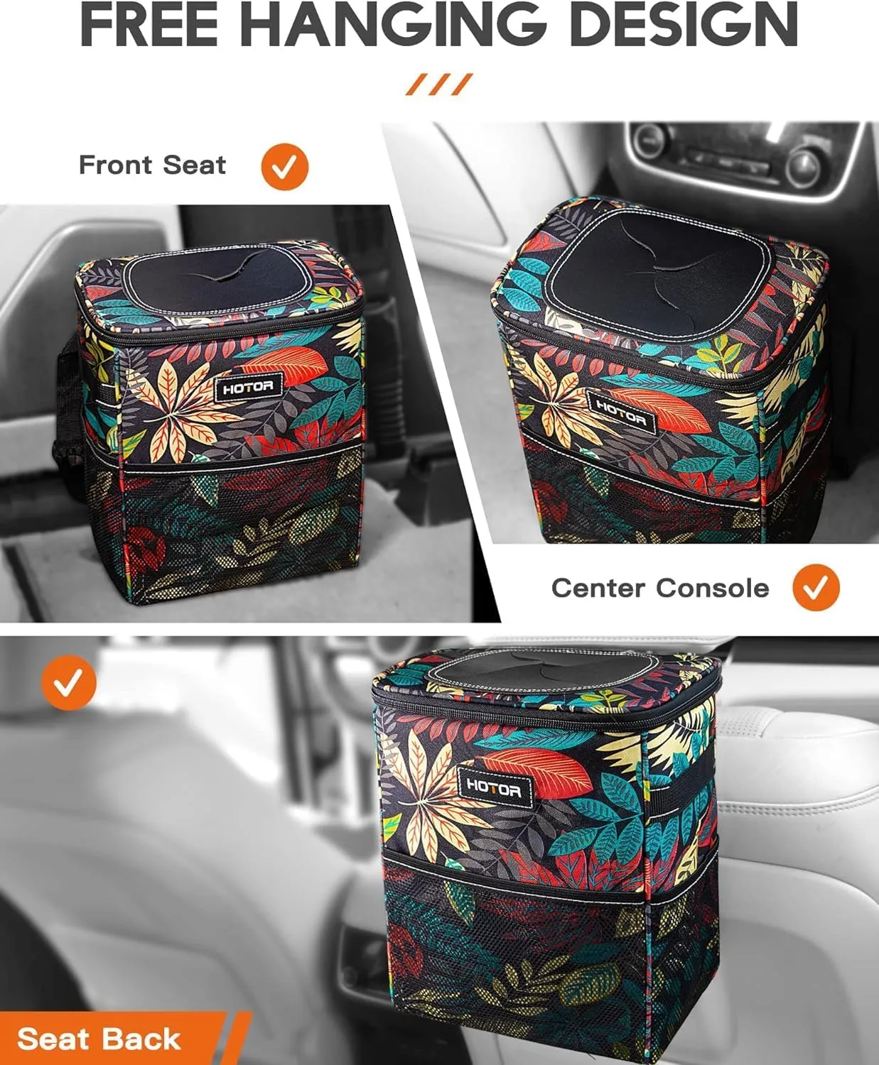 Leak-Proof Car Trash Bag with Lid & Storage Pockets - Waterproof Organizer