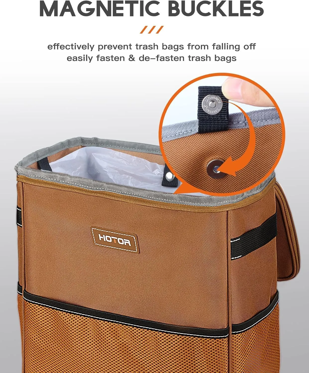 Leak-Proof Car Trash Bag with Lid & Storage Pockets - Waterproof Organizer