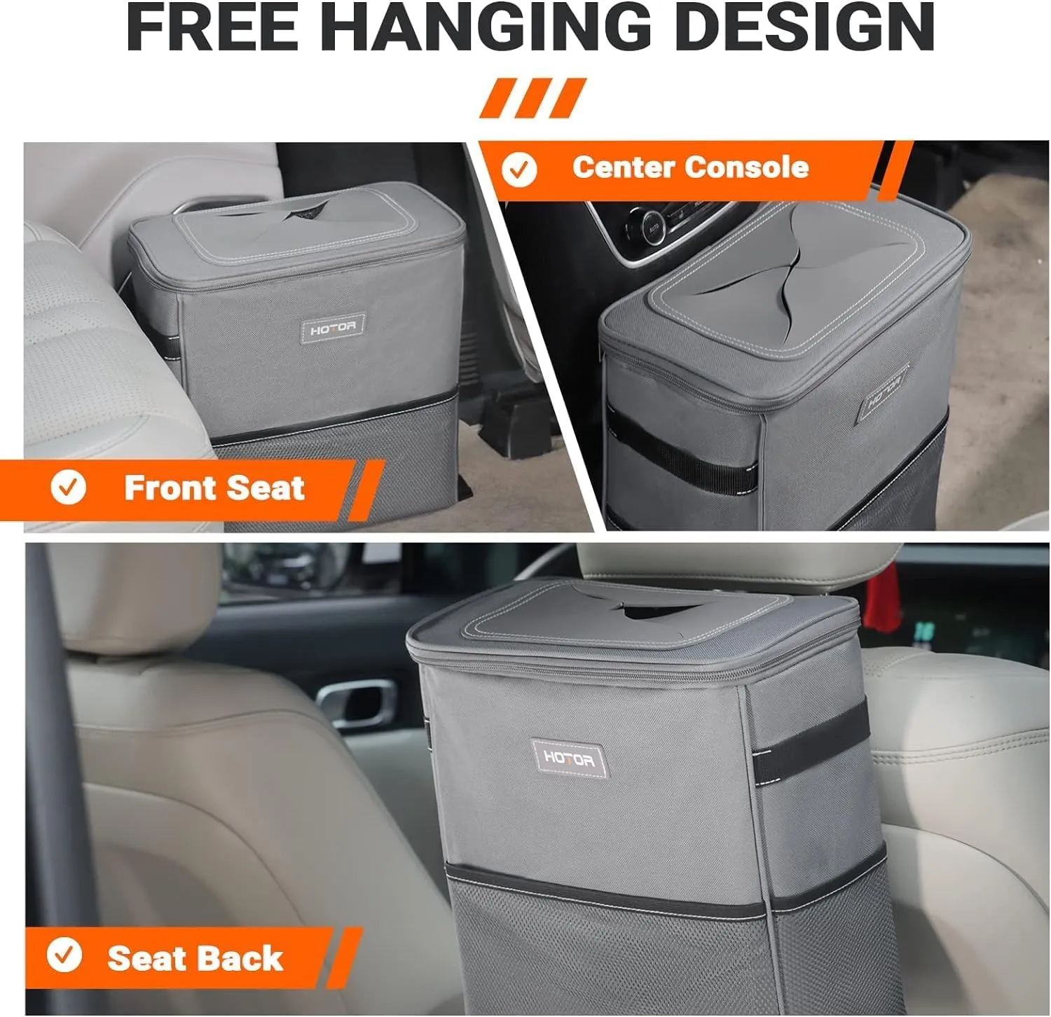 Leak-Proof Car Trash Bag with Lid & Storage Pockets - Waterproof Organizer