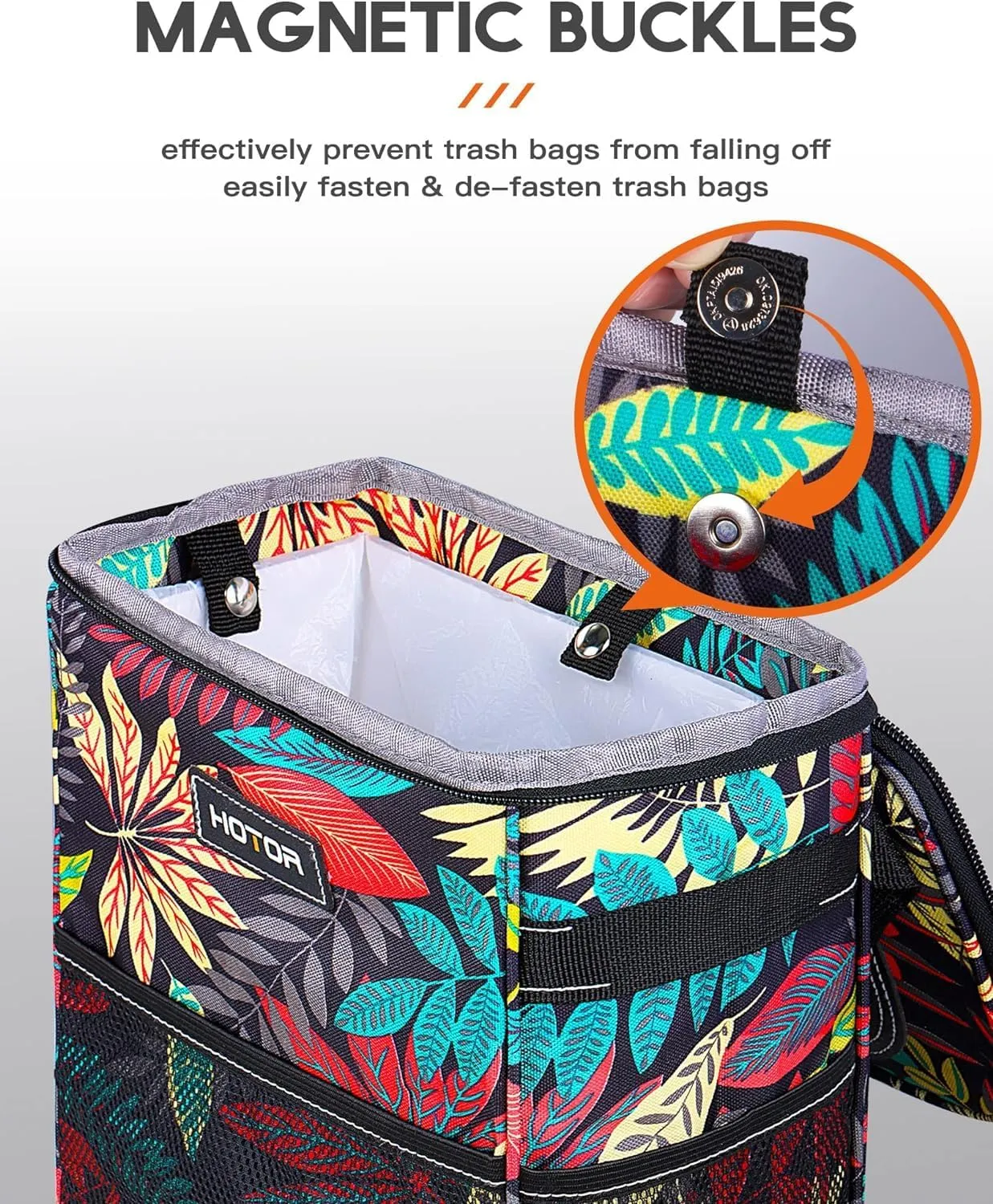 Leak-Proof Car Trash Bag with Lid & Storage Pockets - Waterproof Organizer