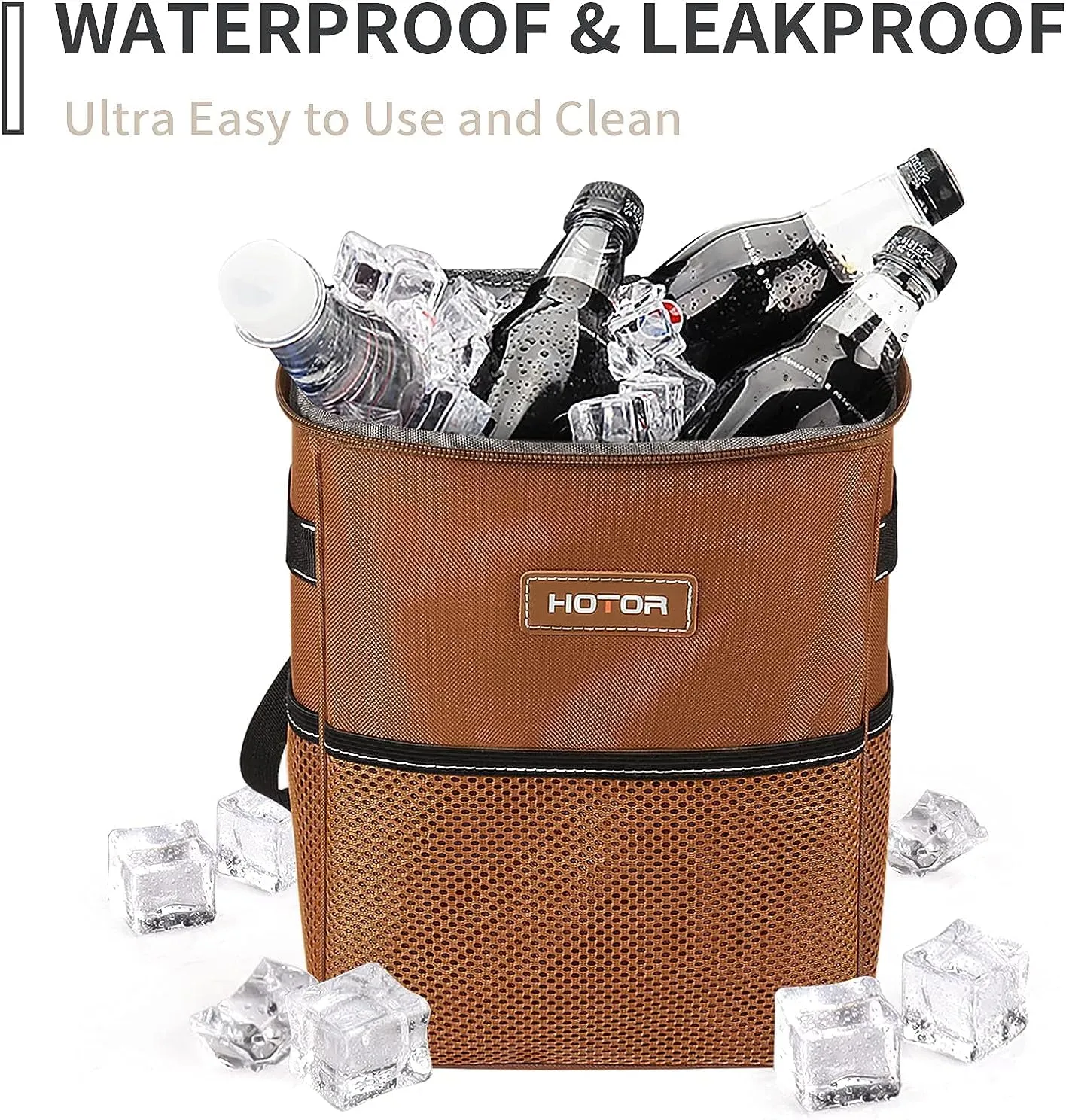 Leak-Proof Car Trash Bag with Lid & Storage Pockets - Waterproof Organizer