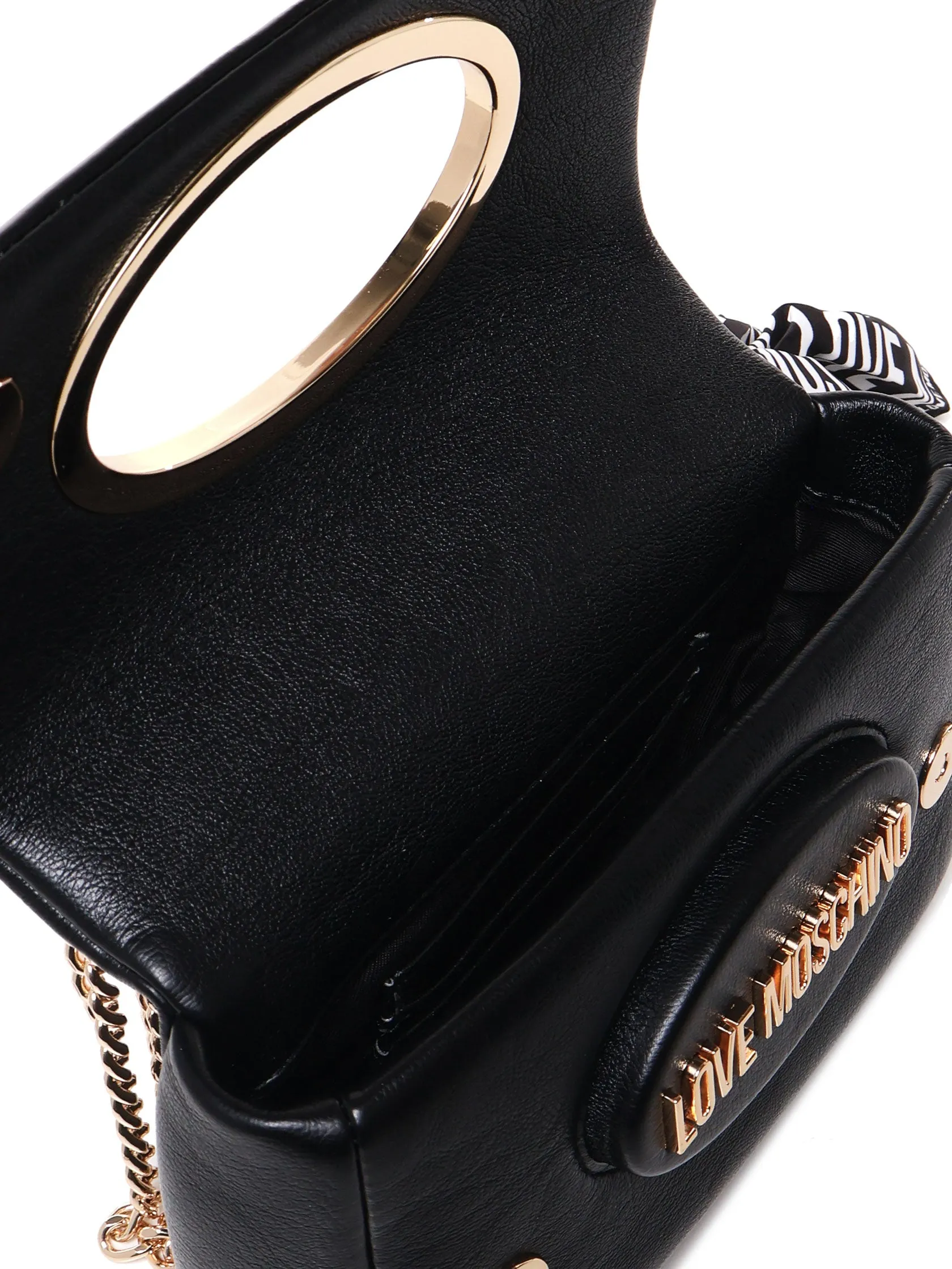 Leather Flap Shoulder Bag in Black