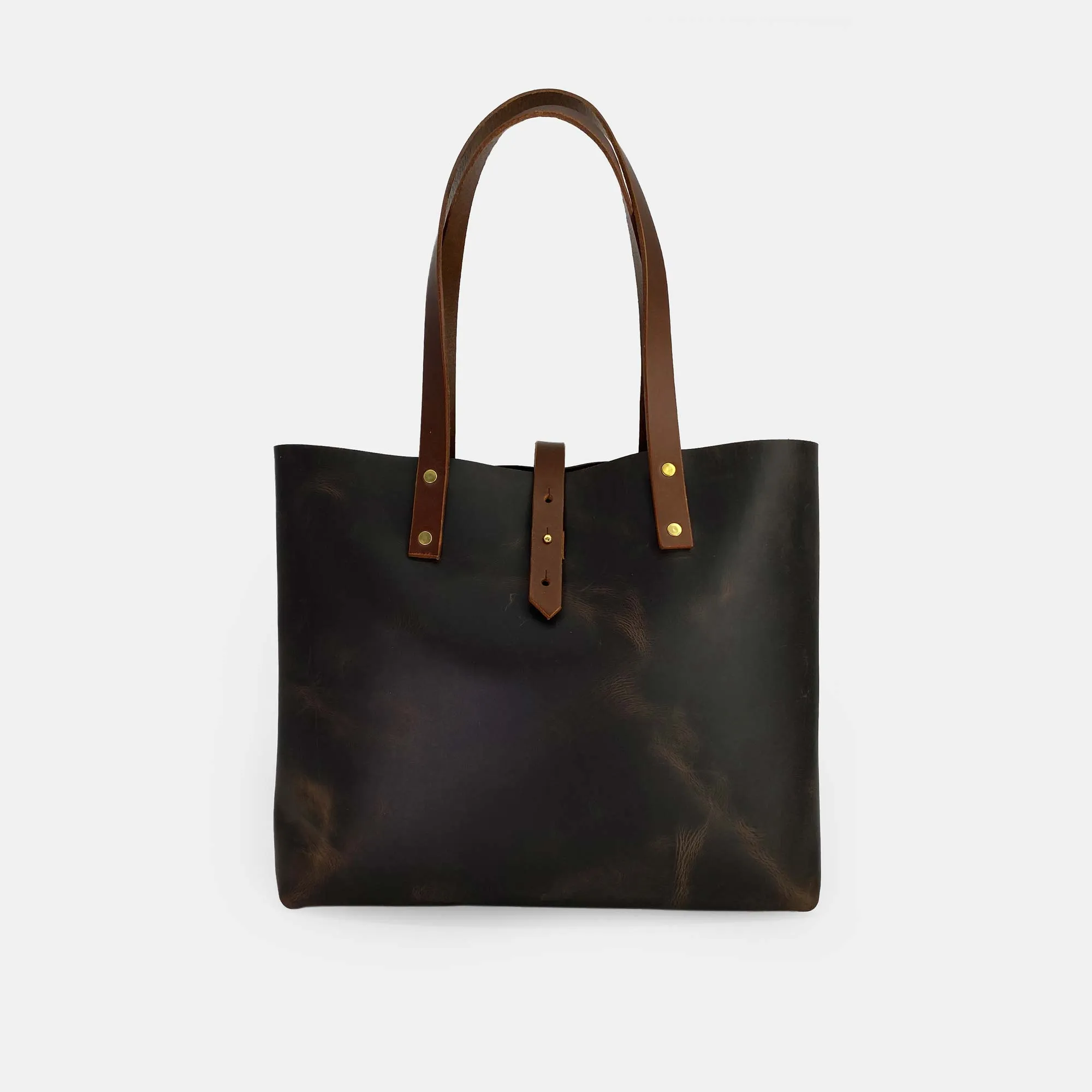 Leather Tote Bag - Dark Brown