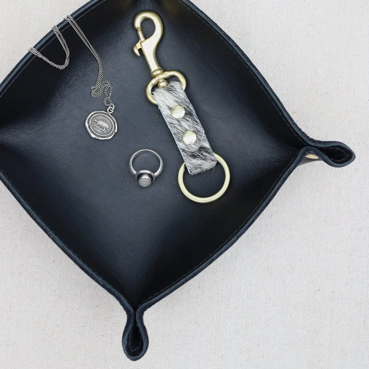 Leather Valet Tray in Black