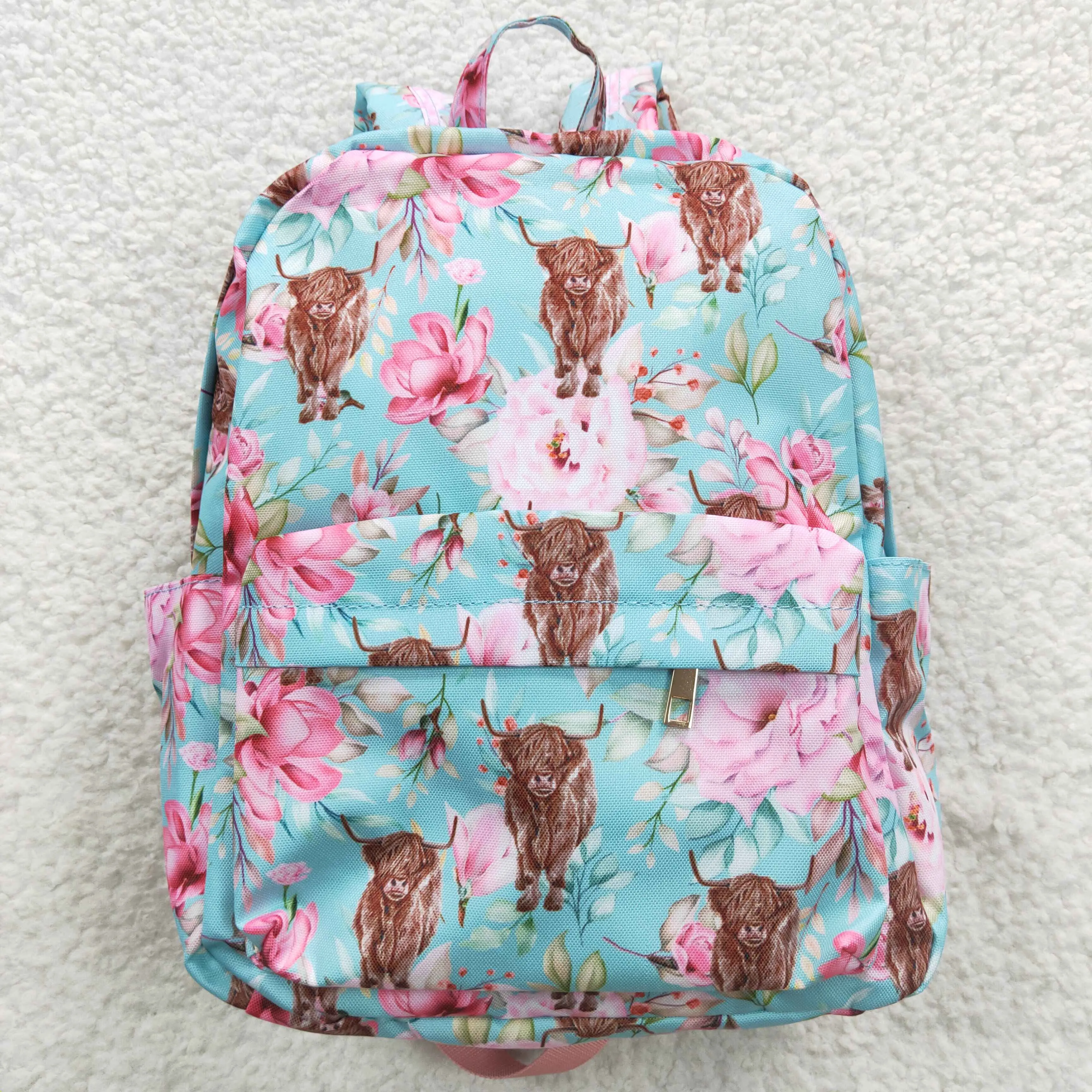 Light blue backpack highland floral bag BA0081