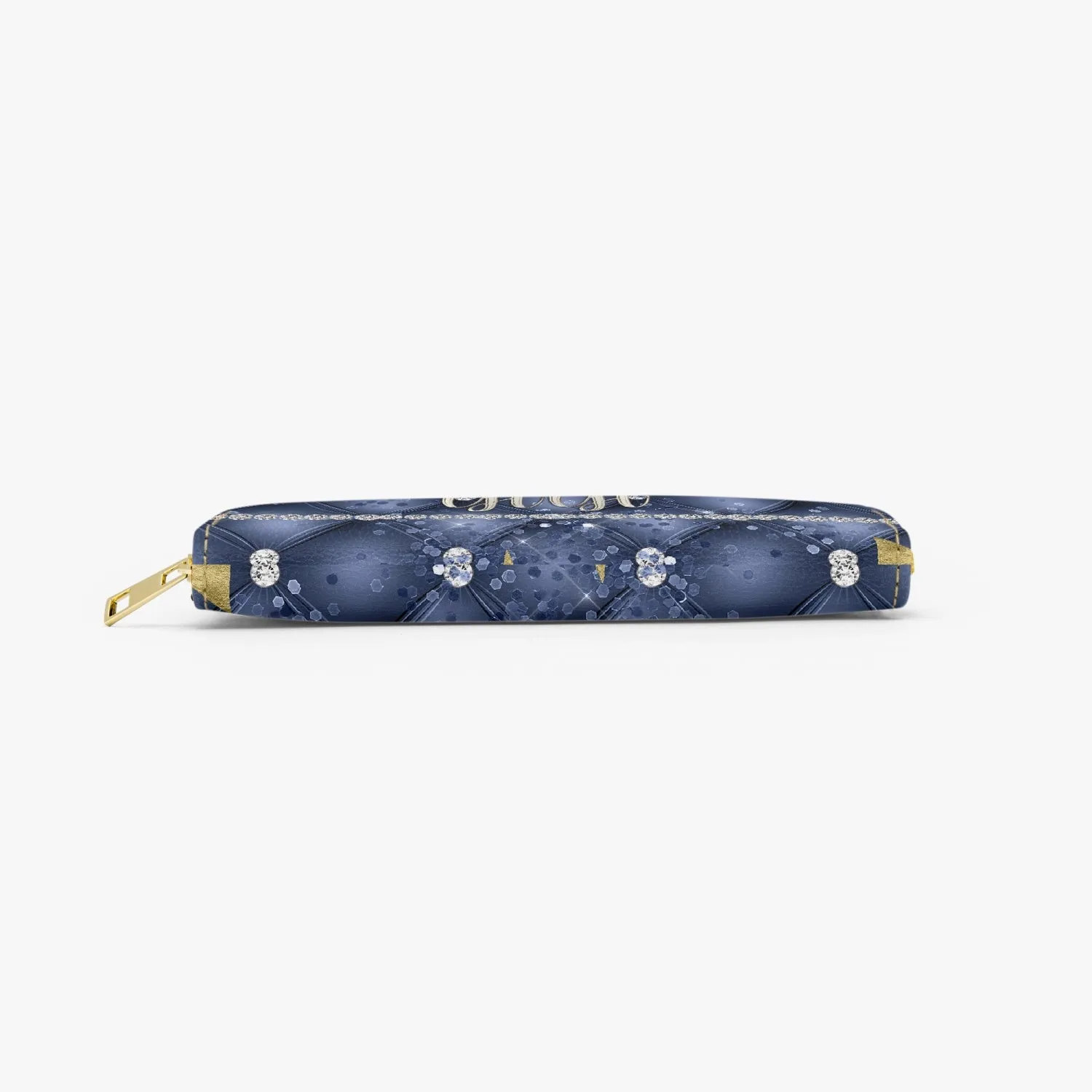 Long Type Zipper Purse - Navy Blue Floral - GiGi