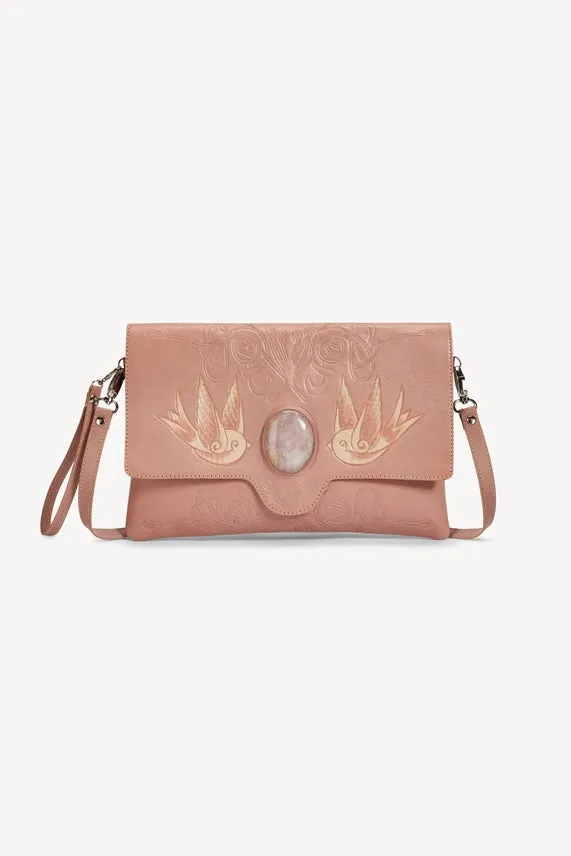 Lost Bird Clutch Shoulder Bag Dusty Pink