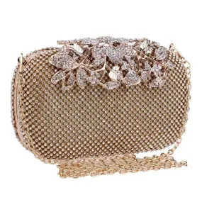 Luxy Moon Diamond Evening Bag Flower Crystal Wedding Clutch