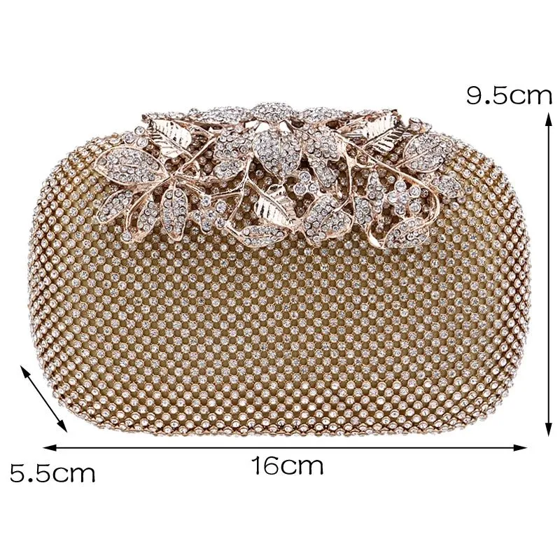 Luxy Moon Diamond Evening Bag Flower Crystal Wedding Clutch