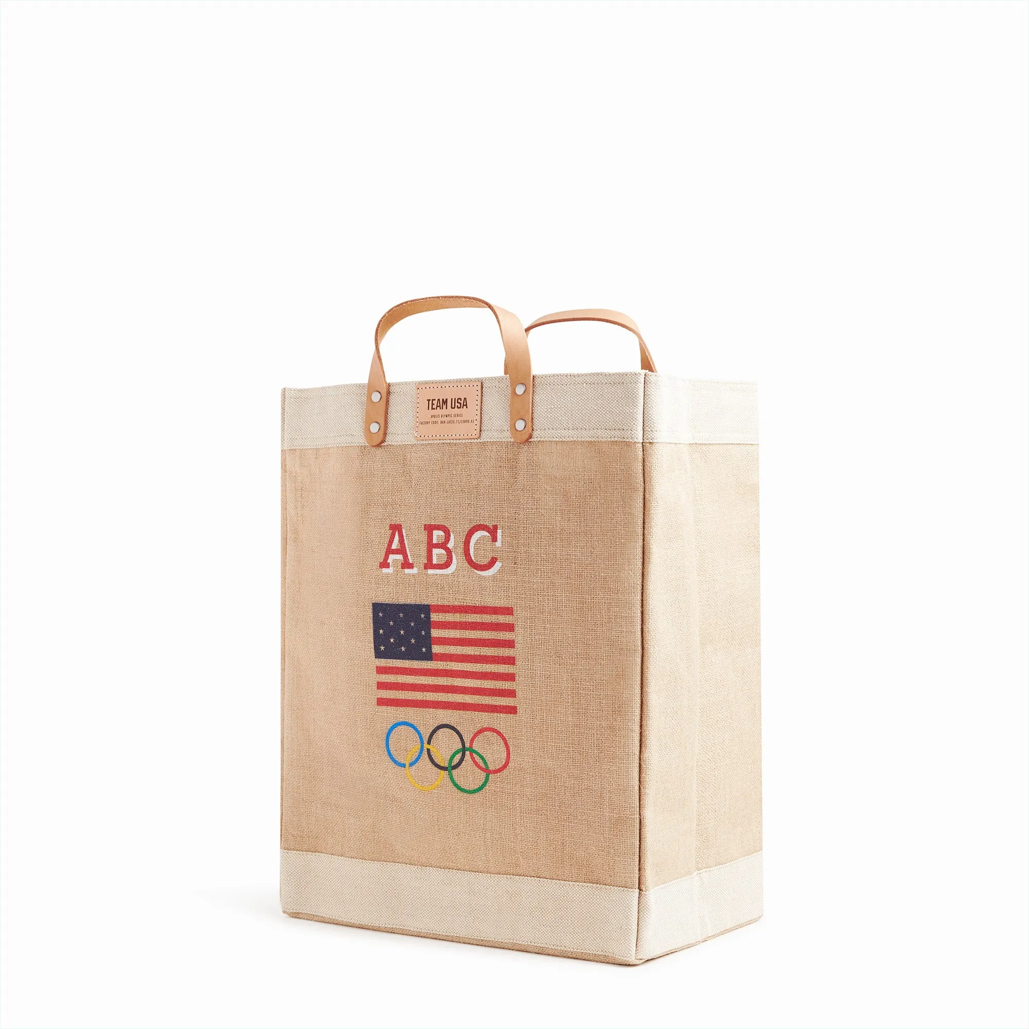 Market Bag in Natural for Team USA "Red, White, and Blue"