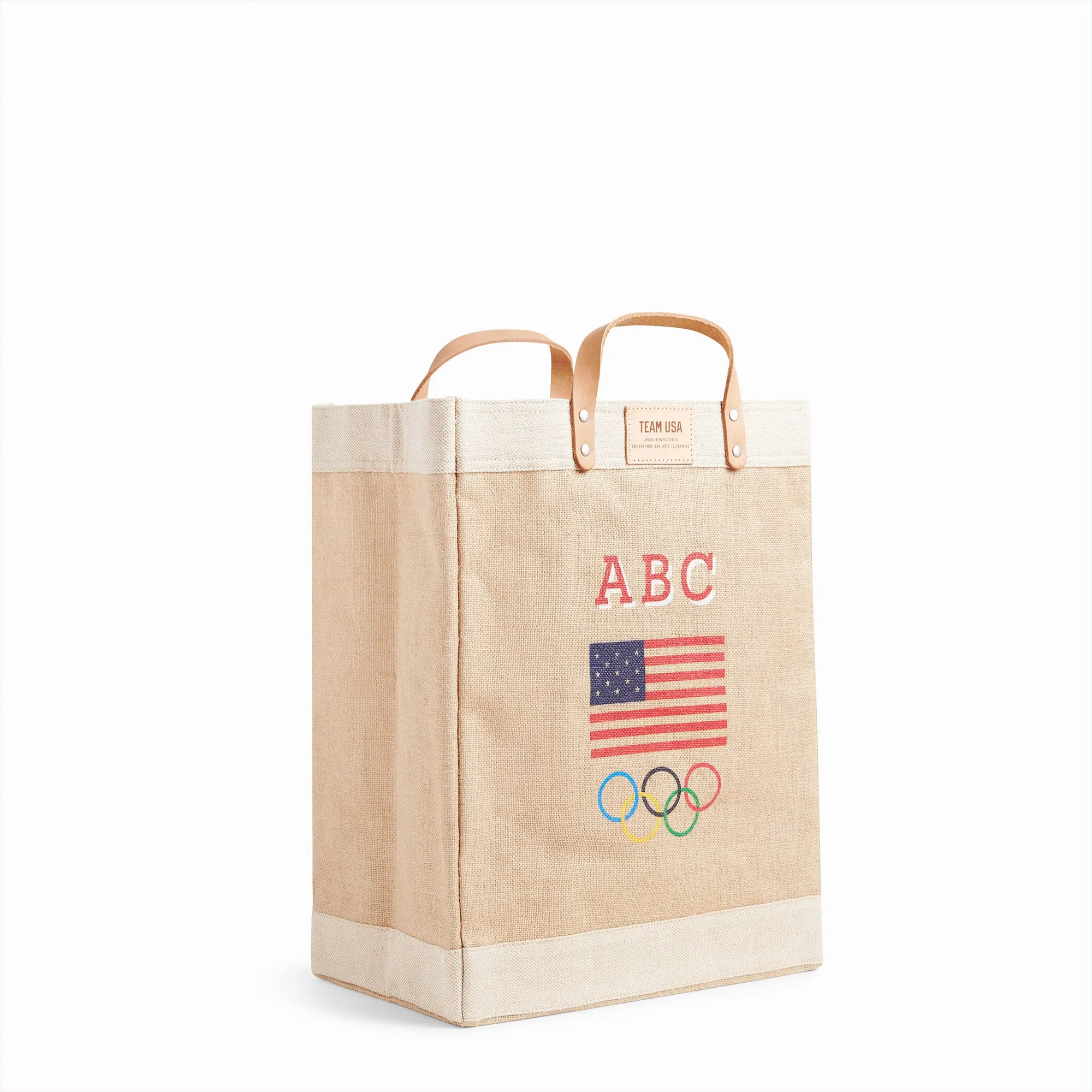 Market Bag in Natural for Team USA "Red, White, and Blue"