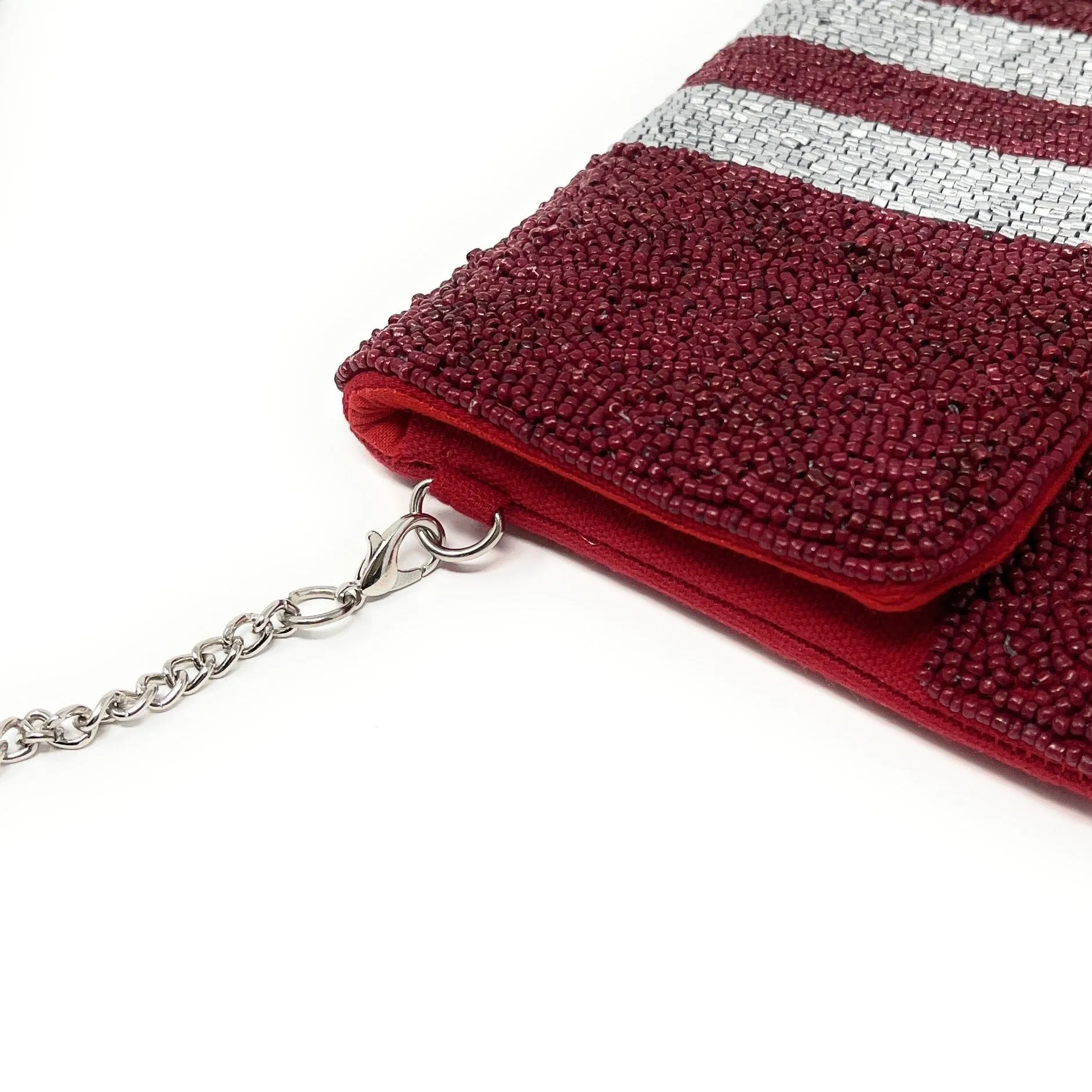 Mini Maroon Beaded Clutch Purse