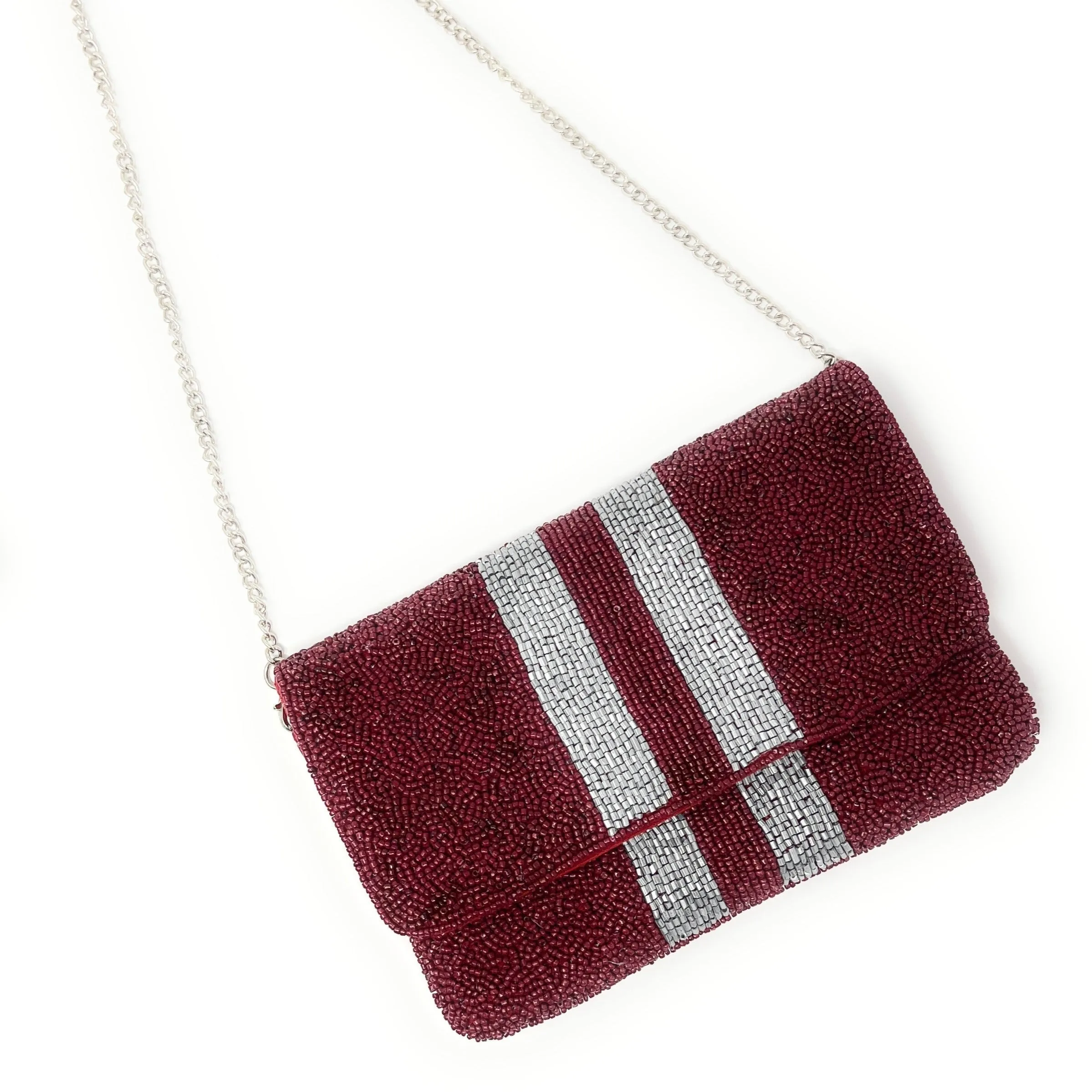 Mini Maroon Beaded Clutch Purse