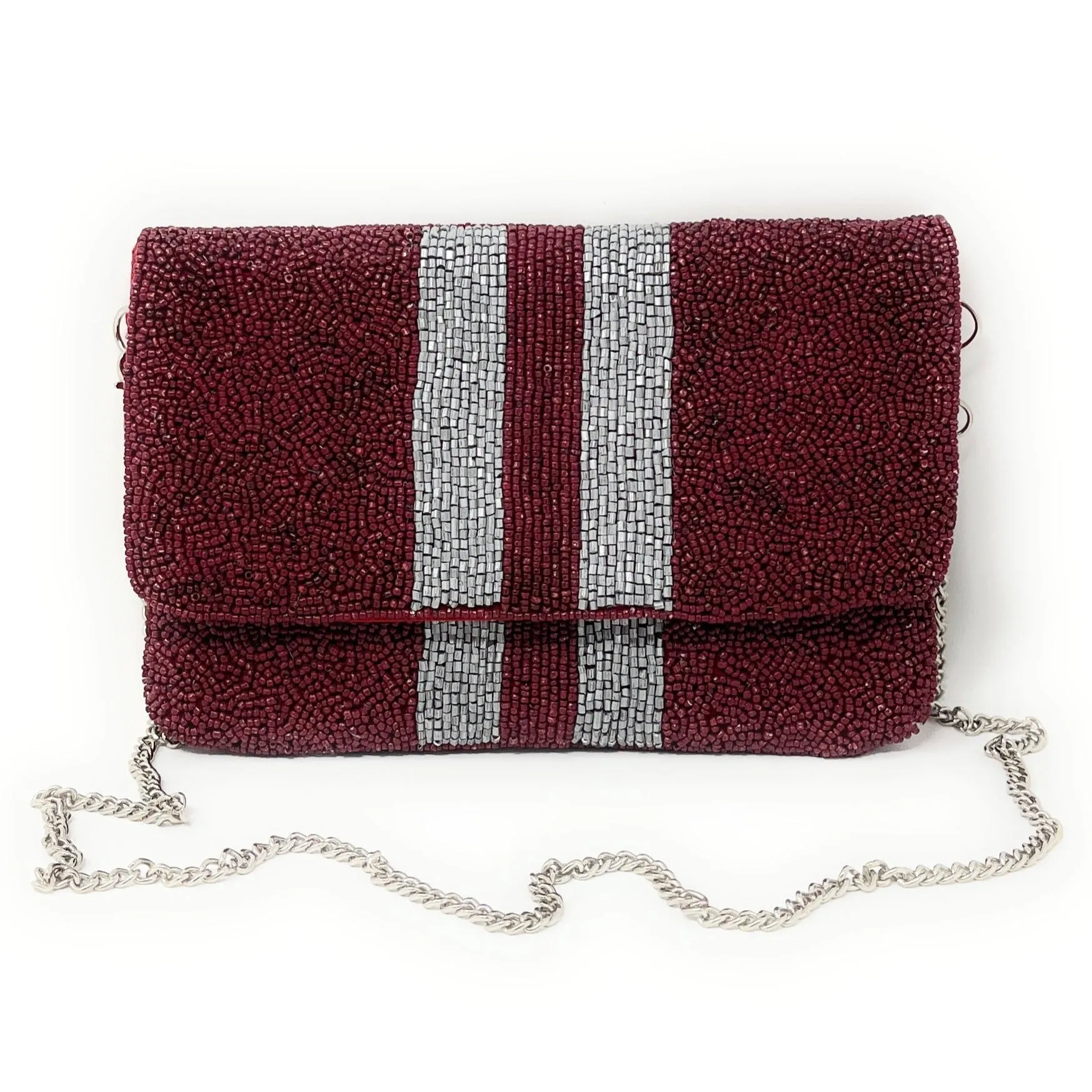 Mini Maroon Beaded Clutch Purse