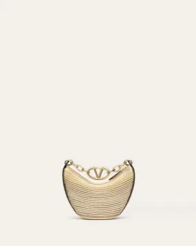 Mini Vlogo Moon Hobo Bag In Metallic-Effect Nappa Leather With Chain