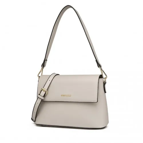 Miss Lulu Classic Flap Leather Shoulder Bag - Grey | Elegant & Durable Women's Handbag