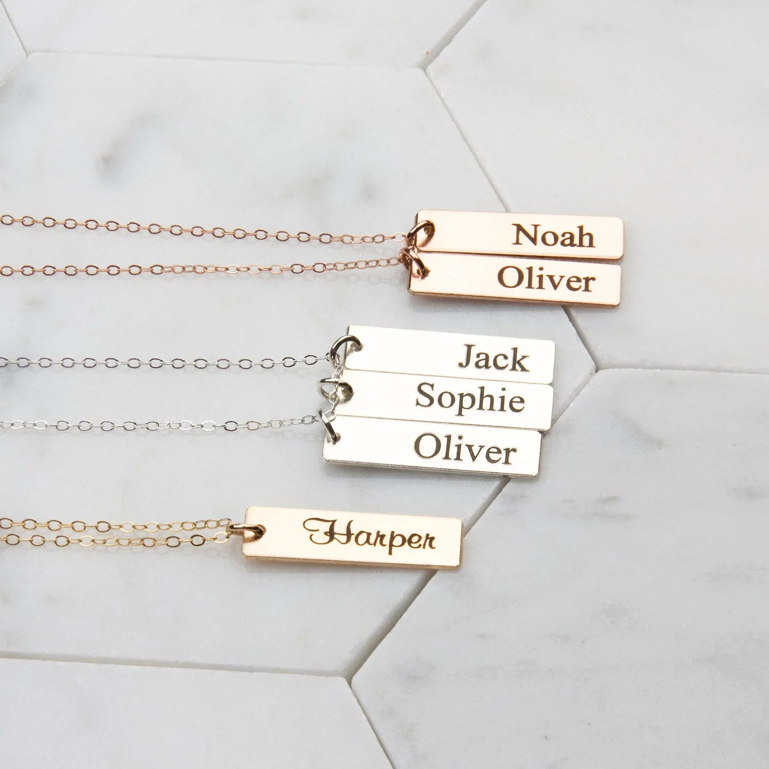 Mommy Necklace - Personalized Custom Engraved Bar Jewelry - CG340N. Starts at