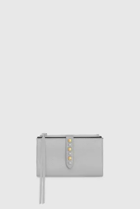 Multi Studded Wallet With Chain Strap Bag In Grey