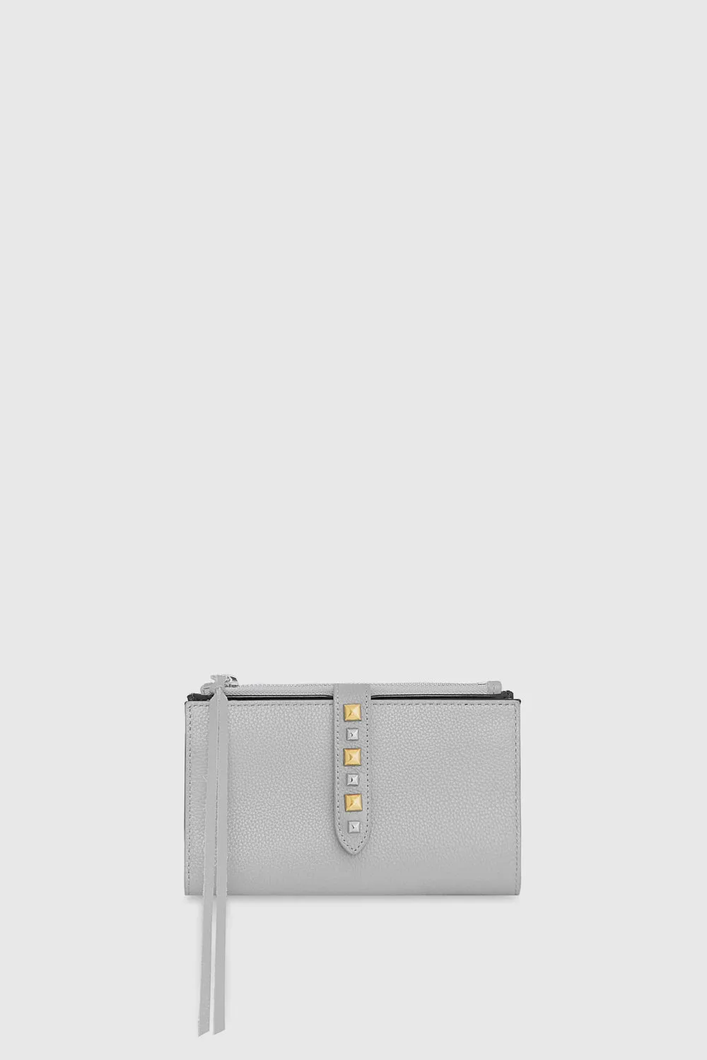 Multi Studded Wallet With Chain Strap Bag In Grey