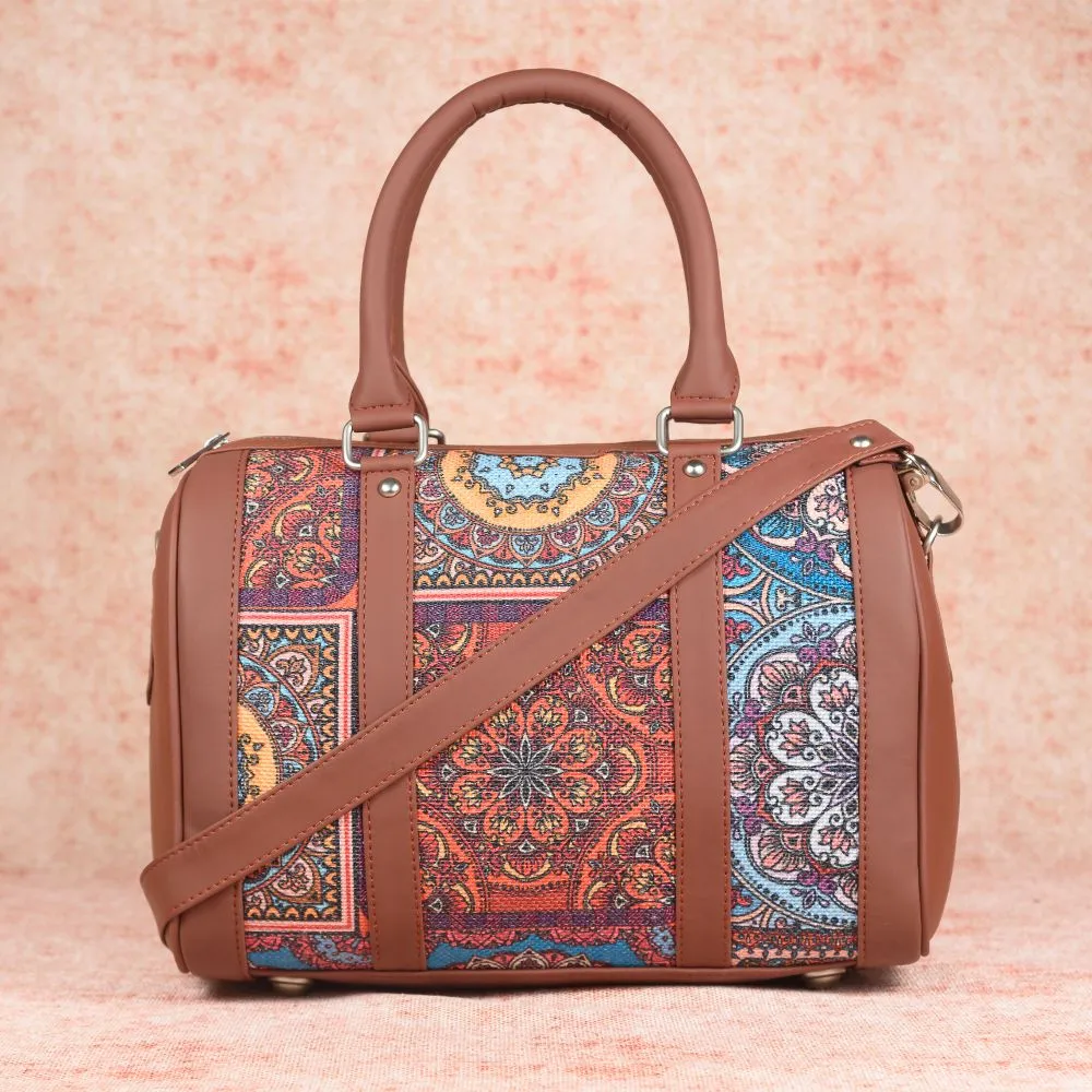 Multicolor Mandala Print- Handbag & Chain Wallet Combo