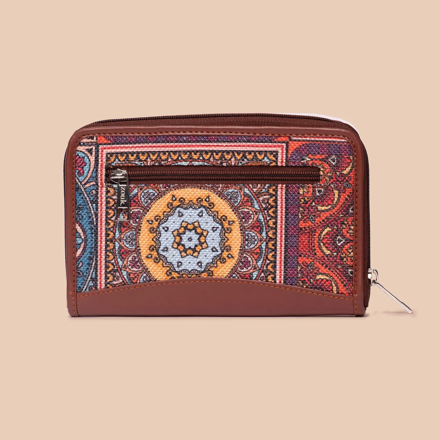 Multicolor Mandala Print- Handbag & Chain Wallet Combo