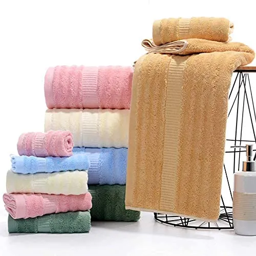 Mush Bamboo Towels Set | Ultra Soft, Absorbent and Antimicrobial 600 GSM (2 Bath Towel, 2 Hand Towel and 2 Face Towel) Perfect for Daily Use and Gifting (Olive & Pink)